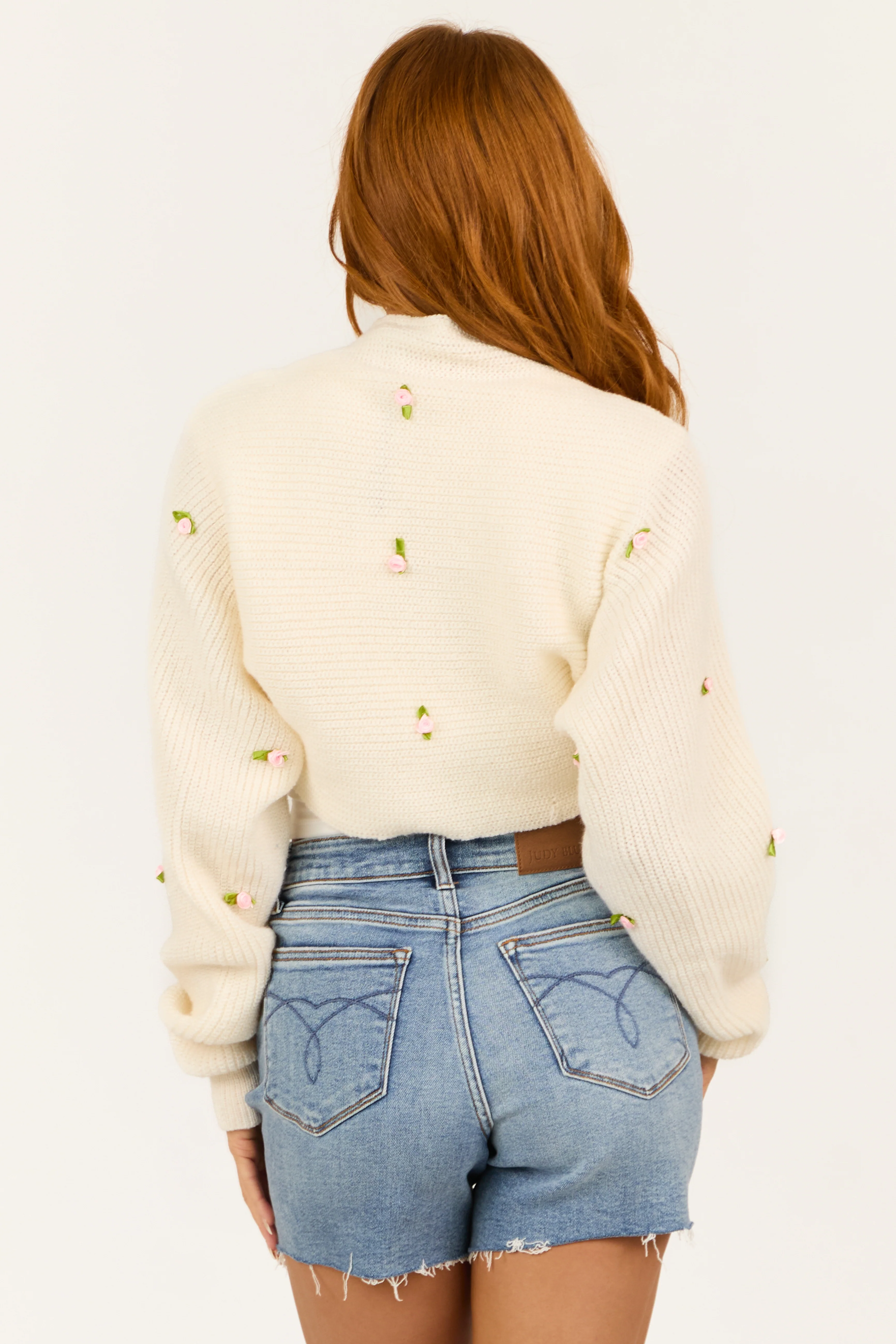 Cream Rosette Detail Bolero Shrug Cardigan - Image 6