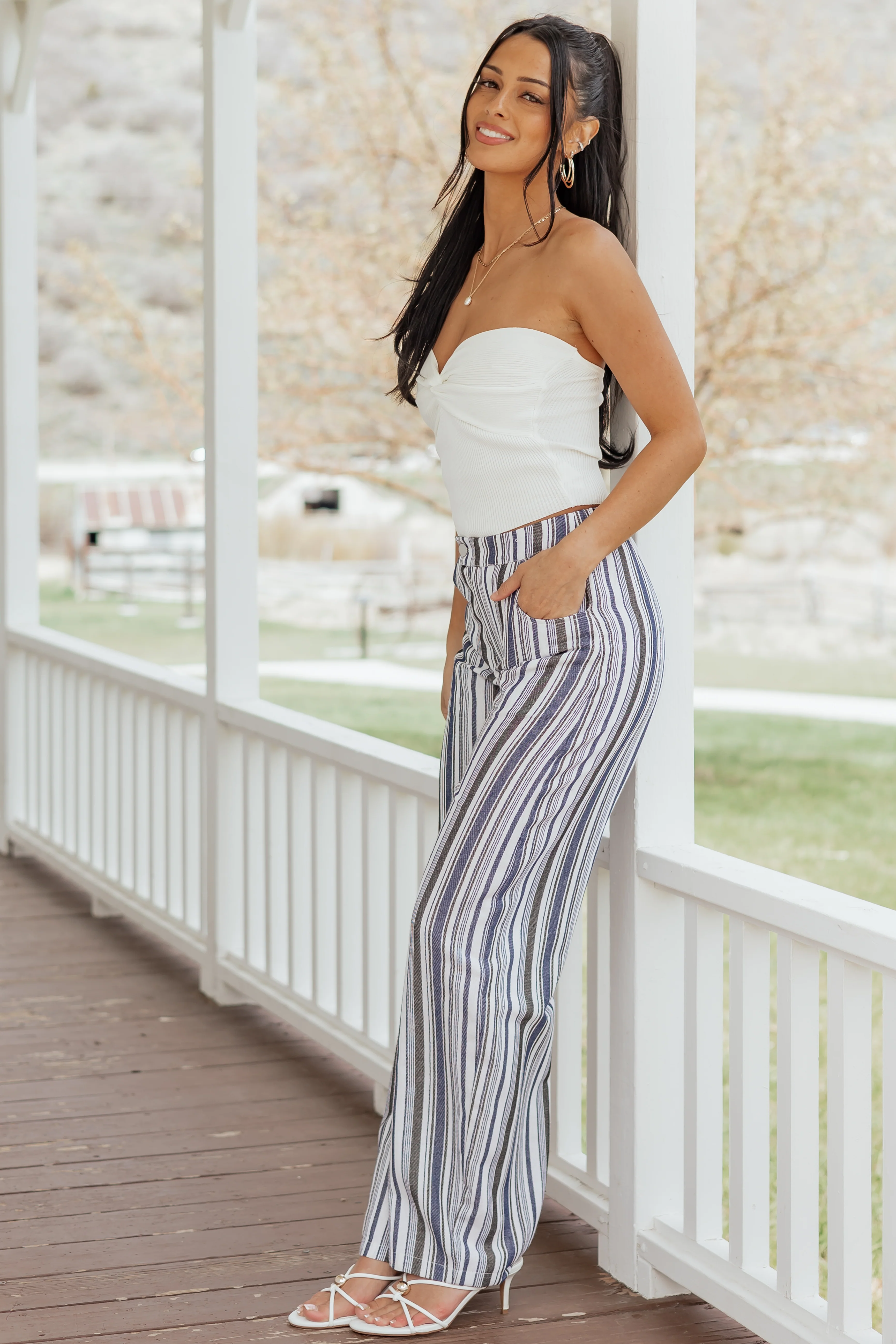 Cream Strapless Rib Knit Twist Bust Crop Top - Image 3