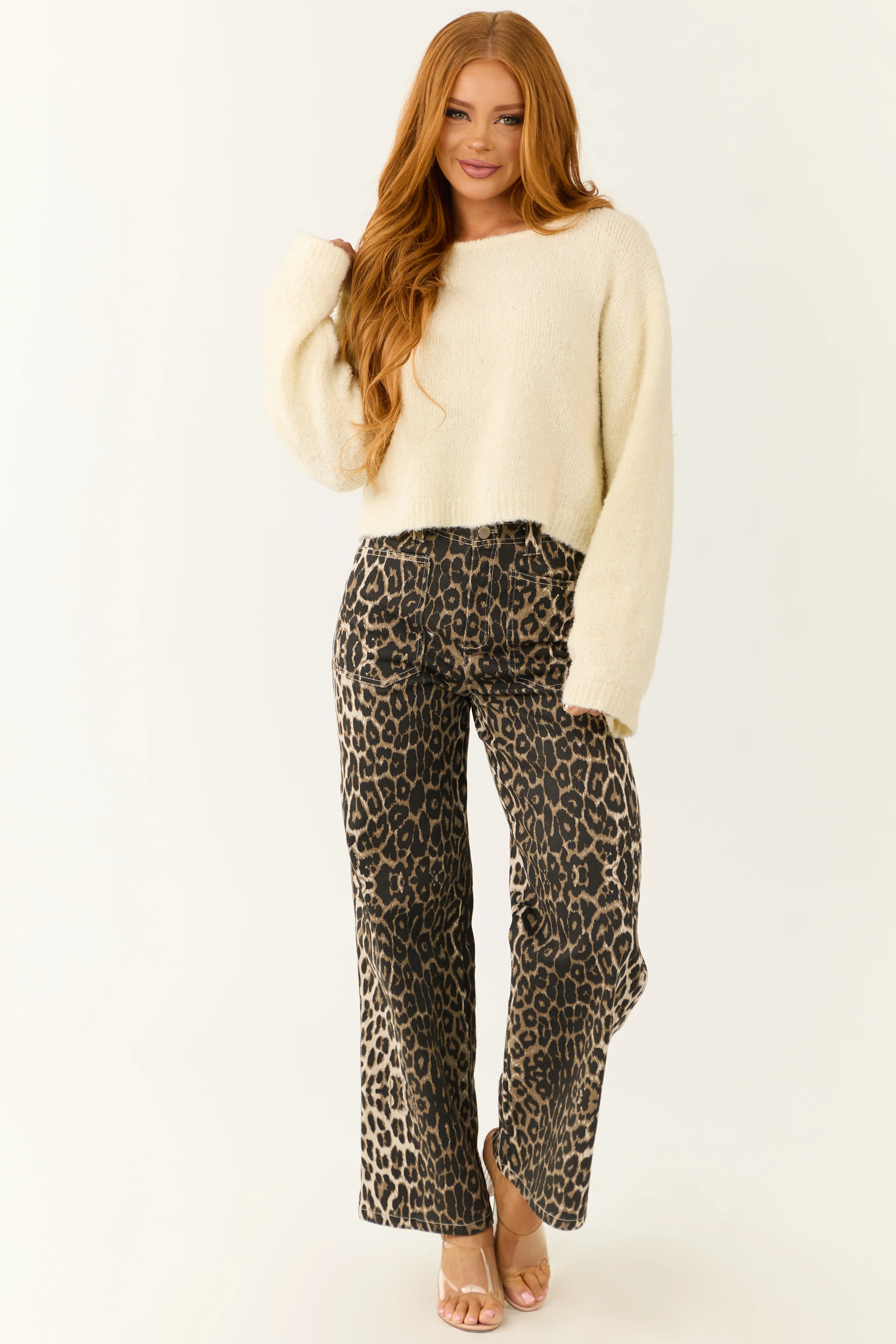 Cream Textured Knit Boatneck Sweater - Image 3
