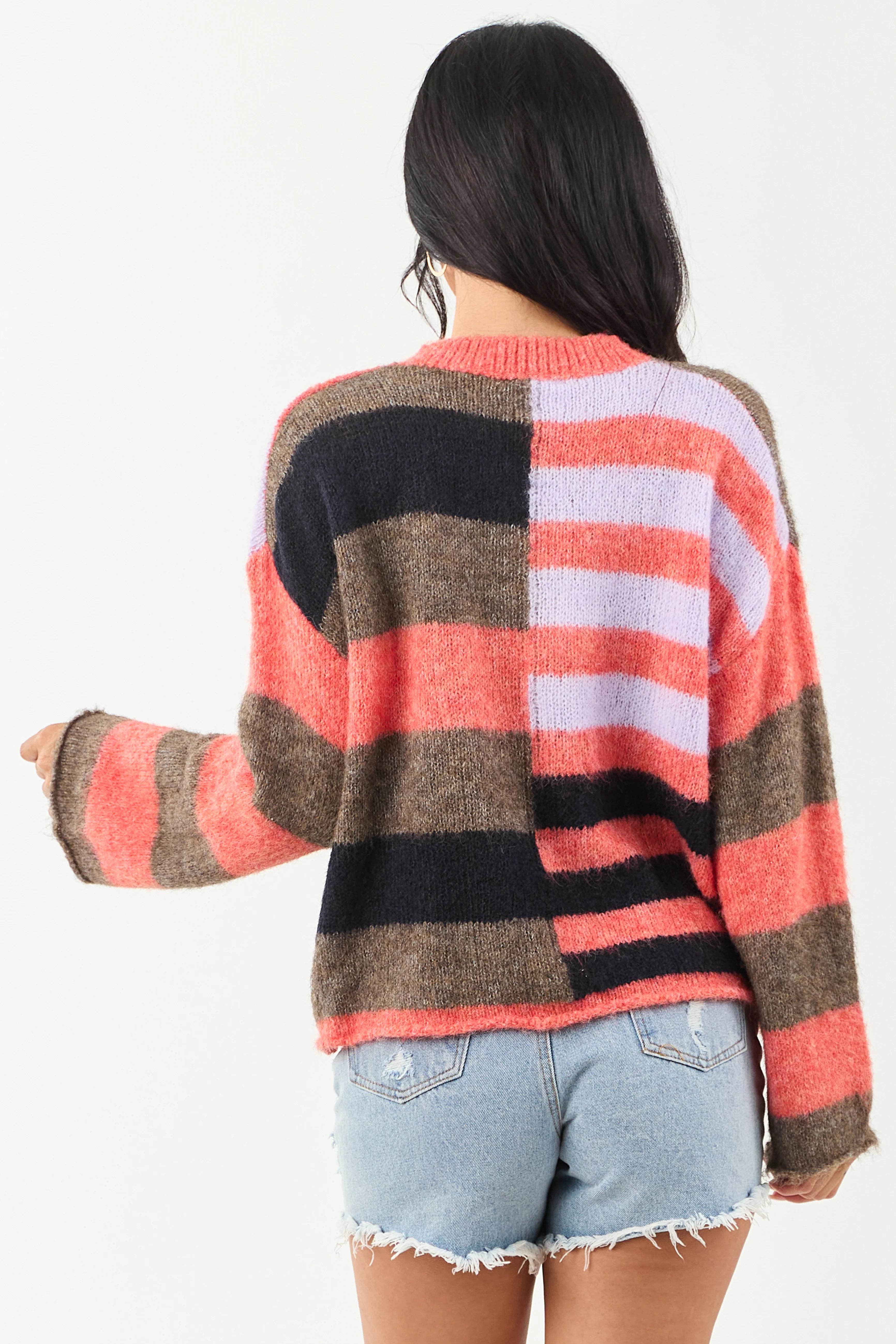 Crimson Colorblock Drop Shoulder Knit Sweater - Image 6