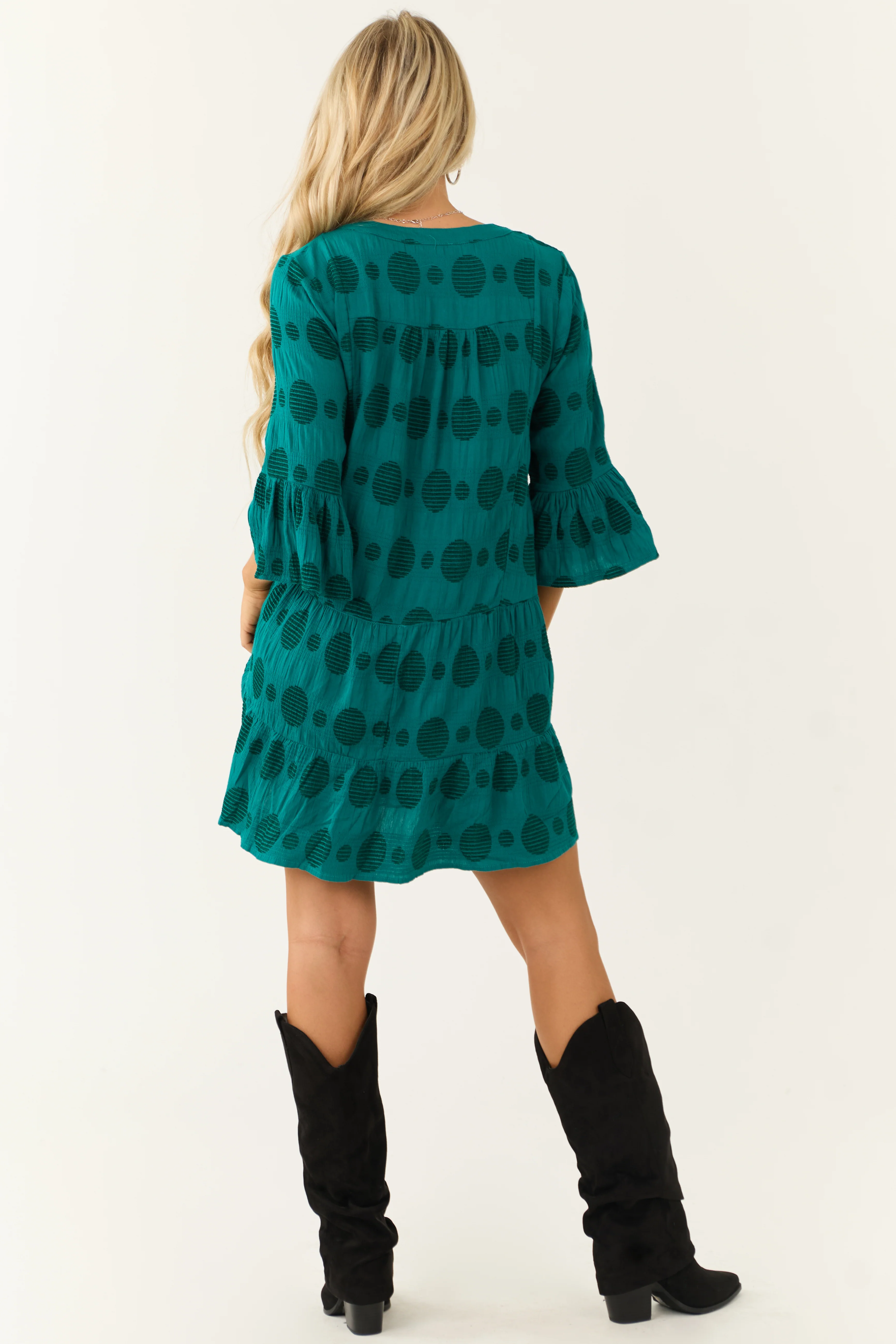 Dark Pine Swiss Dot Jacquard Mini Dress - Image 6
