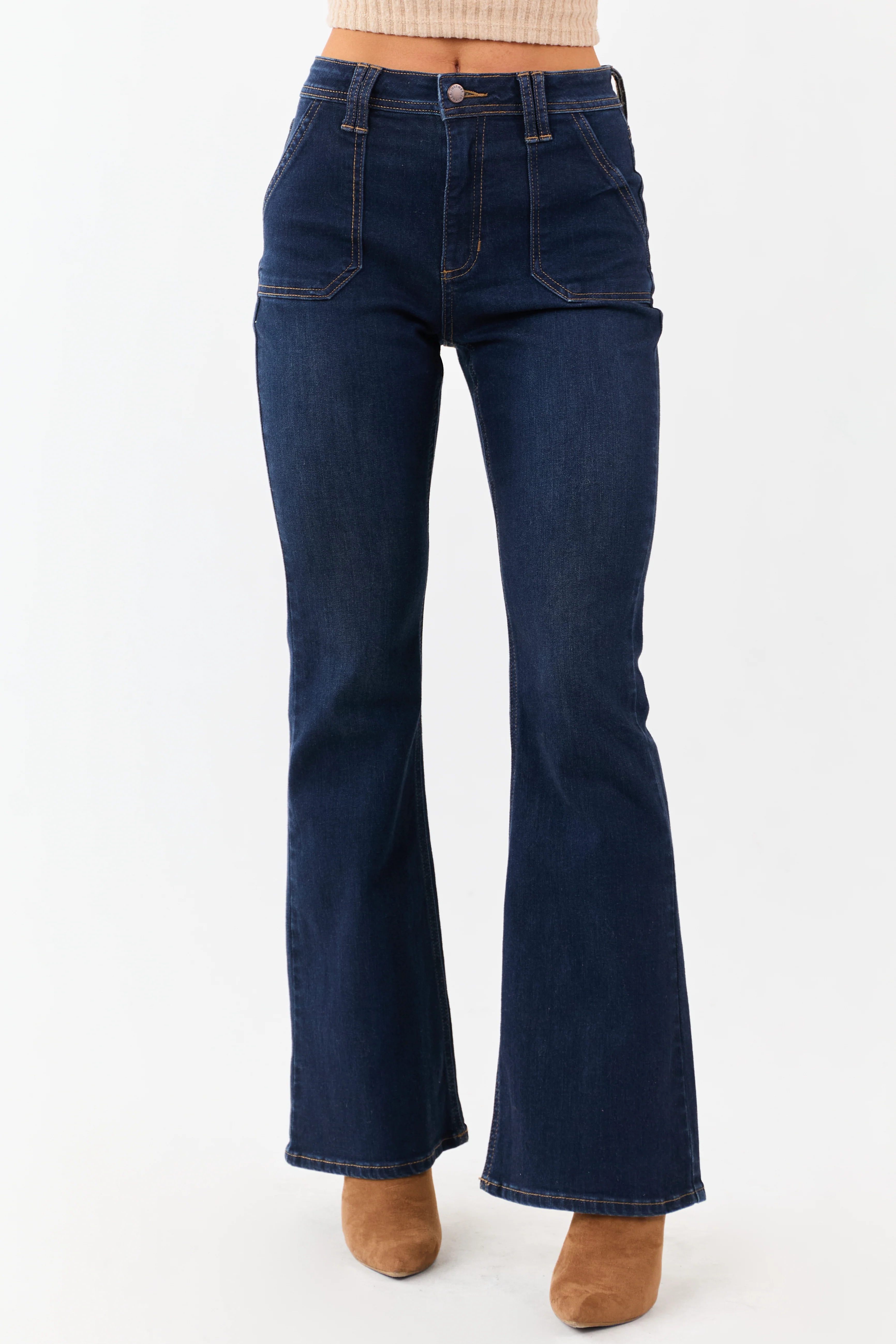 Dark Wash Bootcut Stretchy High Rise Jeans