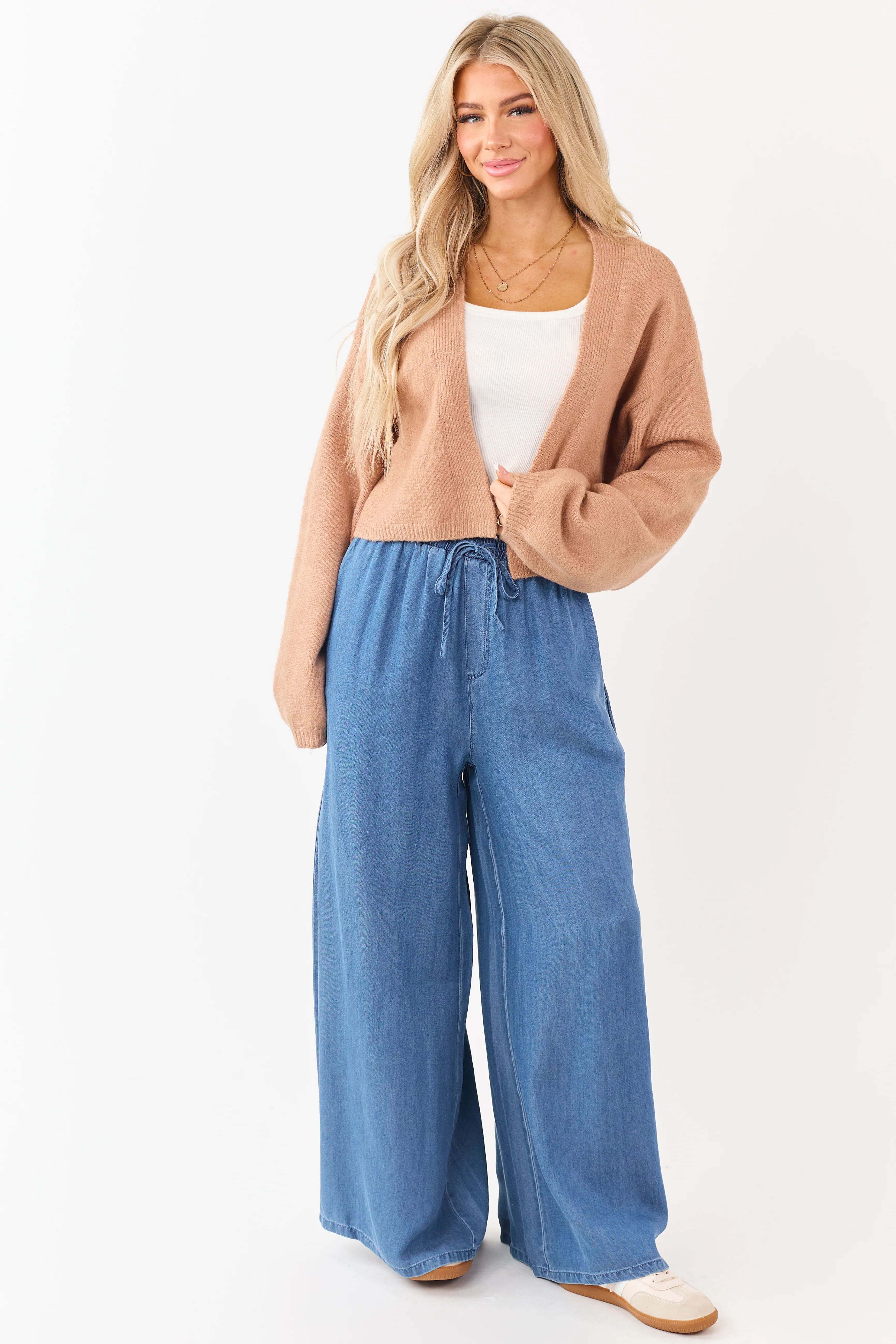 Dark Wash Tencel Denim High Rise Wide Leg Pants - Image 6
