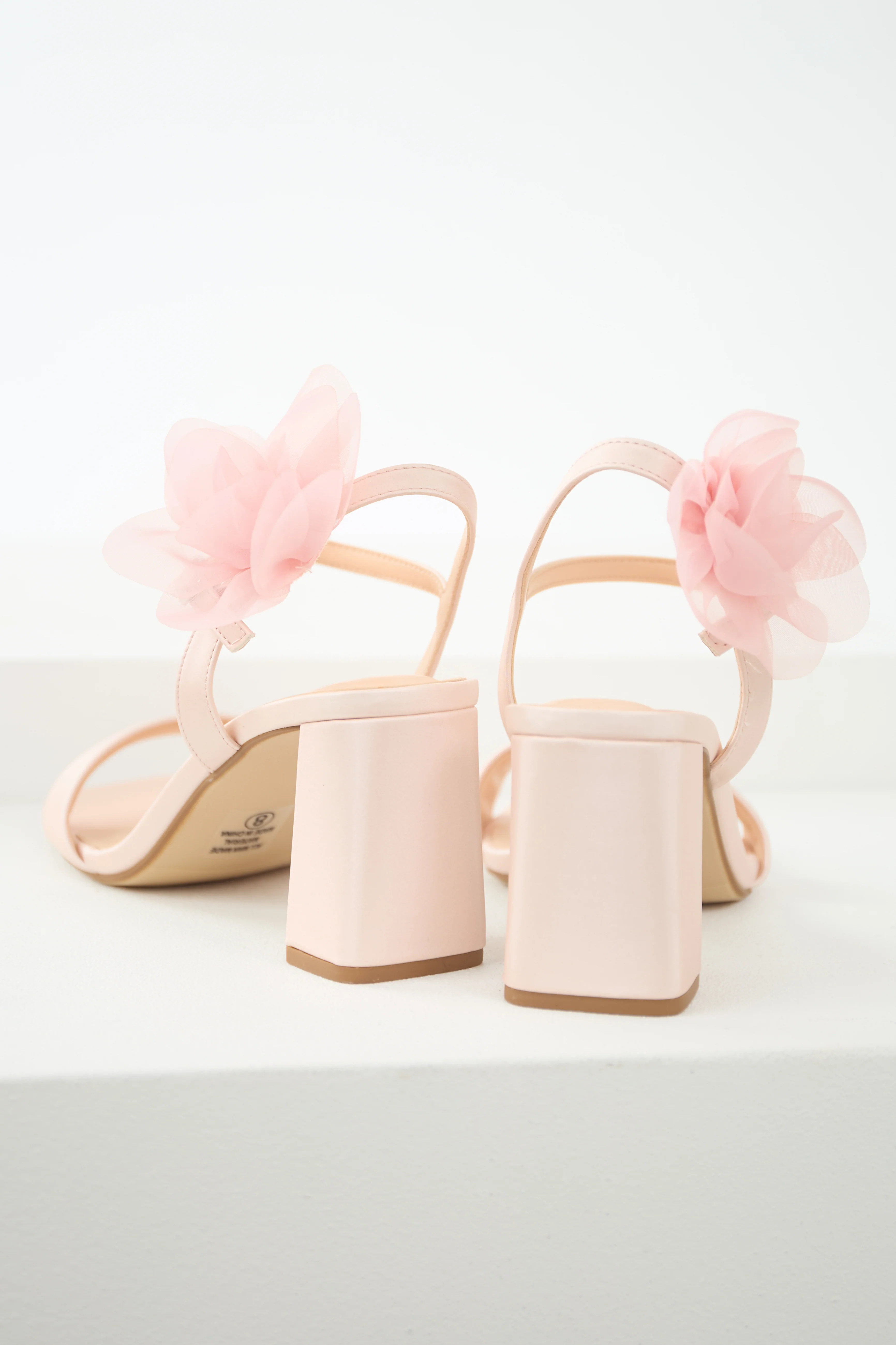 Dusty Blush Floral Detail Open Toed Heels - Image 3