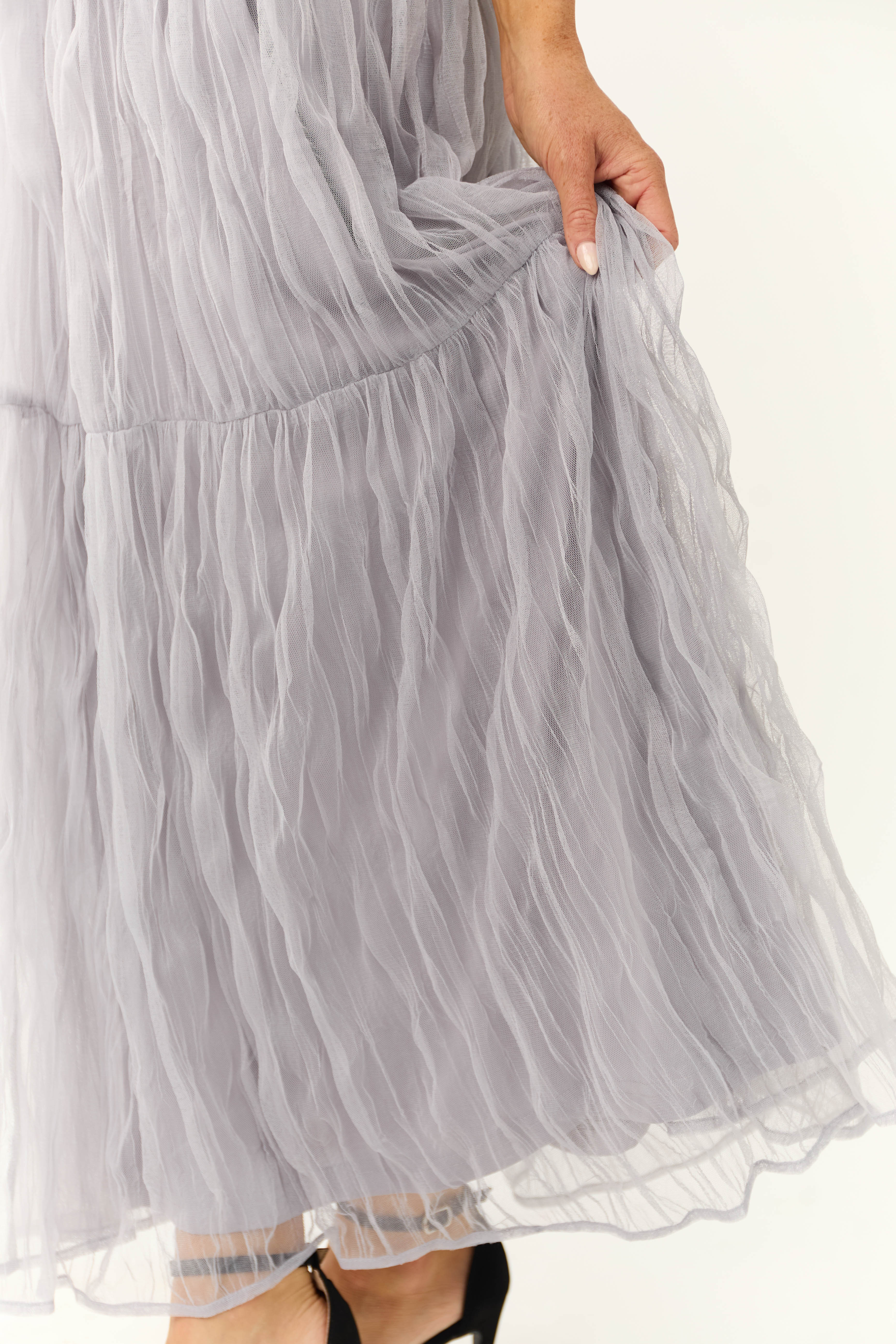 Dusty Lavender Tulle Plisse Maxi Skirt - Image 4