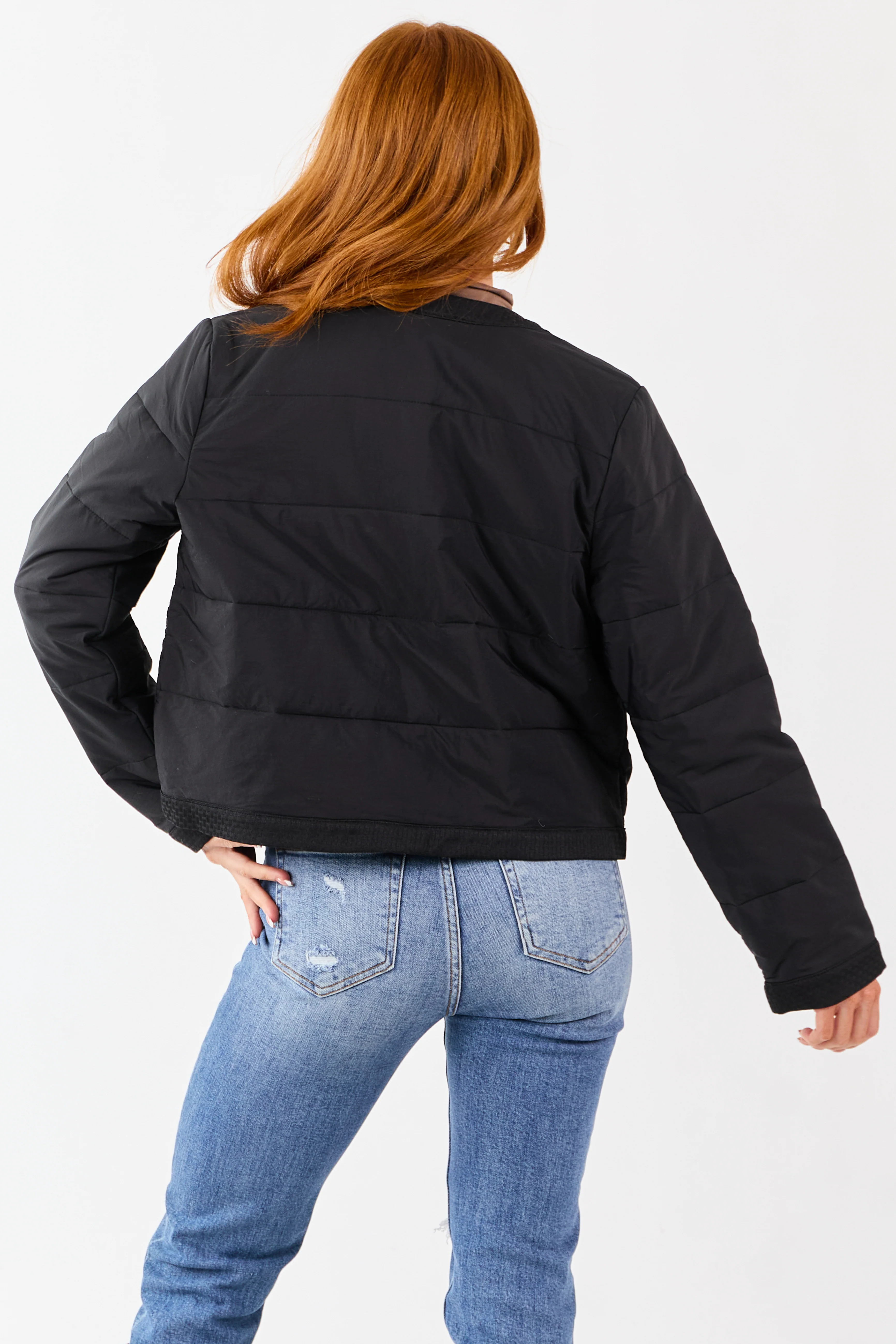 Entro Black Button Down Long Sleeve Puff Jacket - Image 5