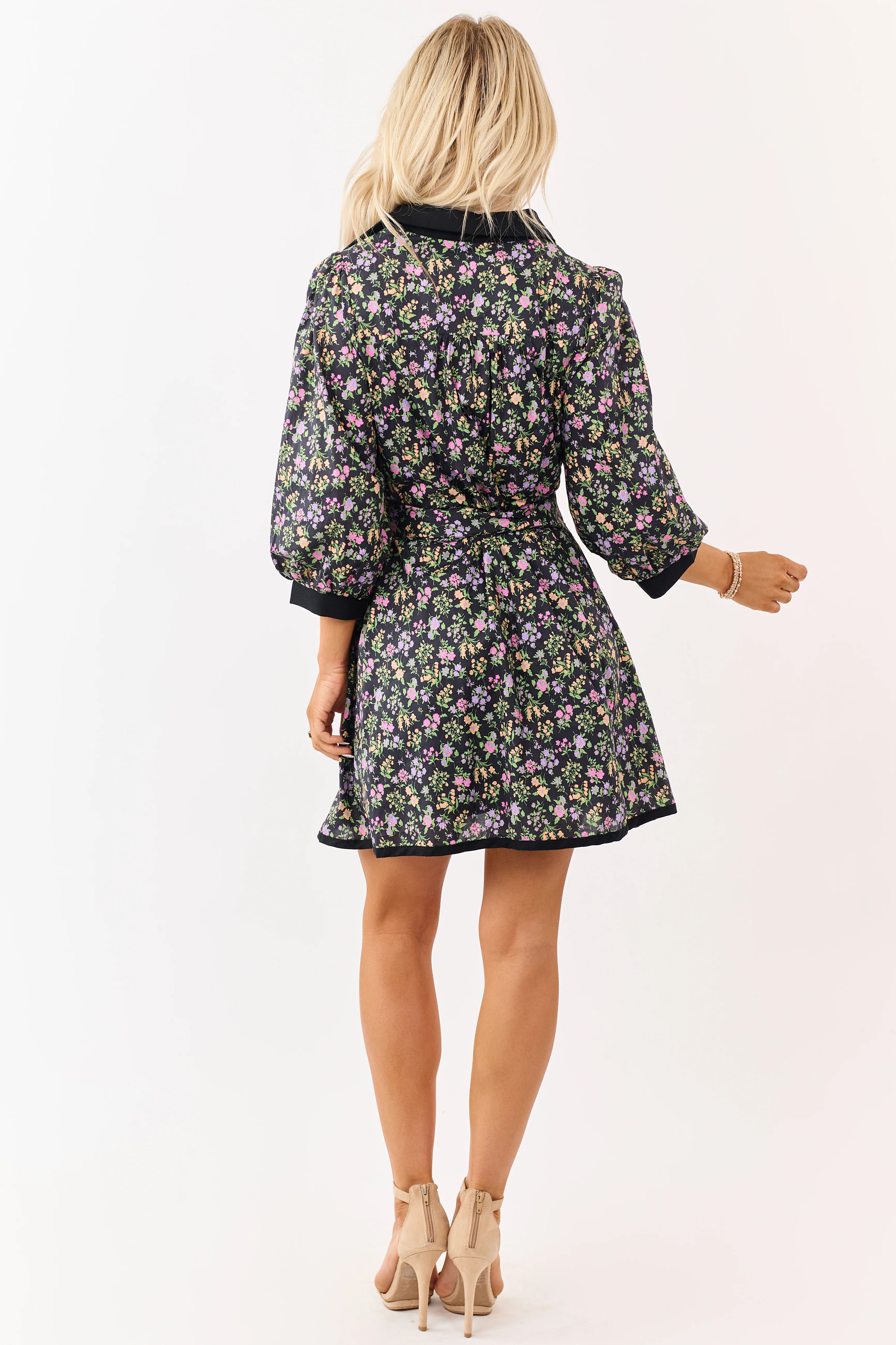 Entro Black Floral Print Cotton Mini Dress - Image 5