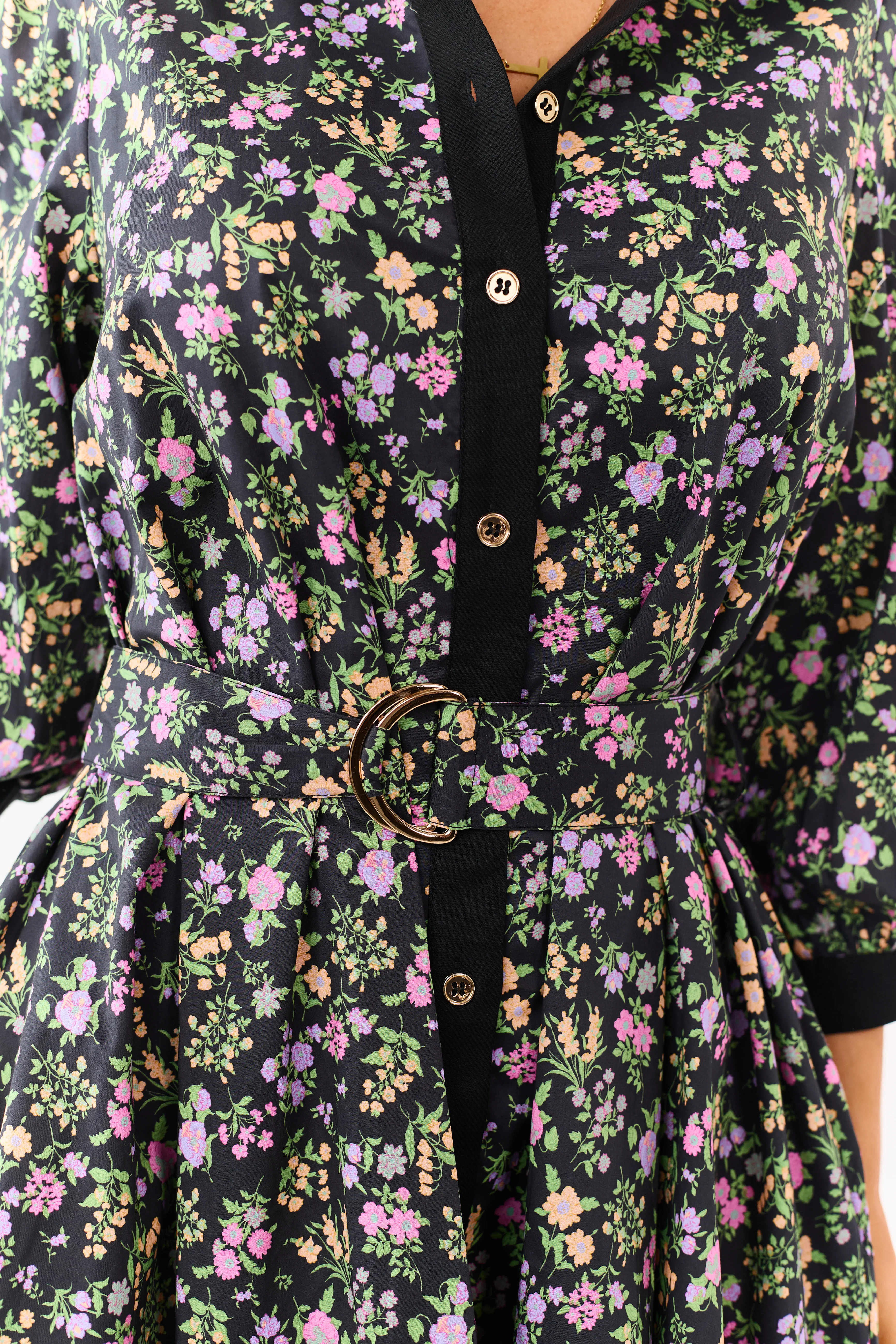 Entro Black Floral Print Cotton Mini Dress - Image 6