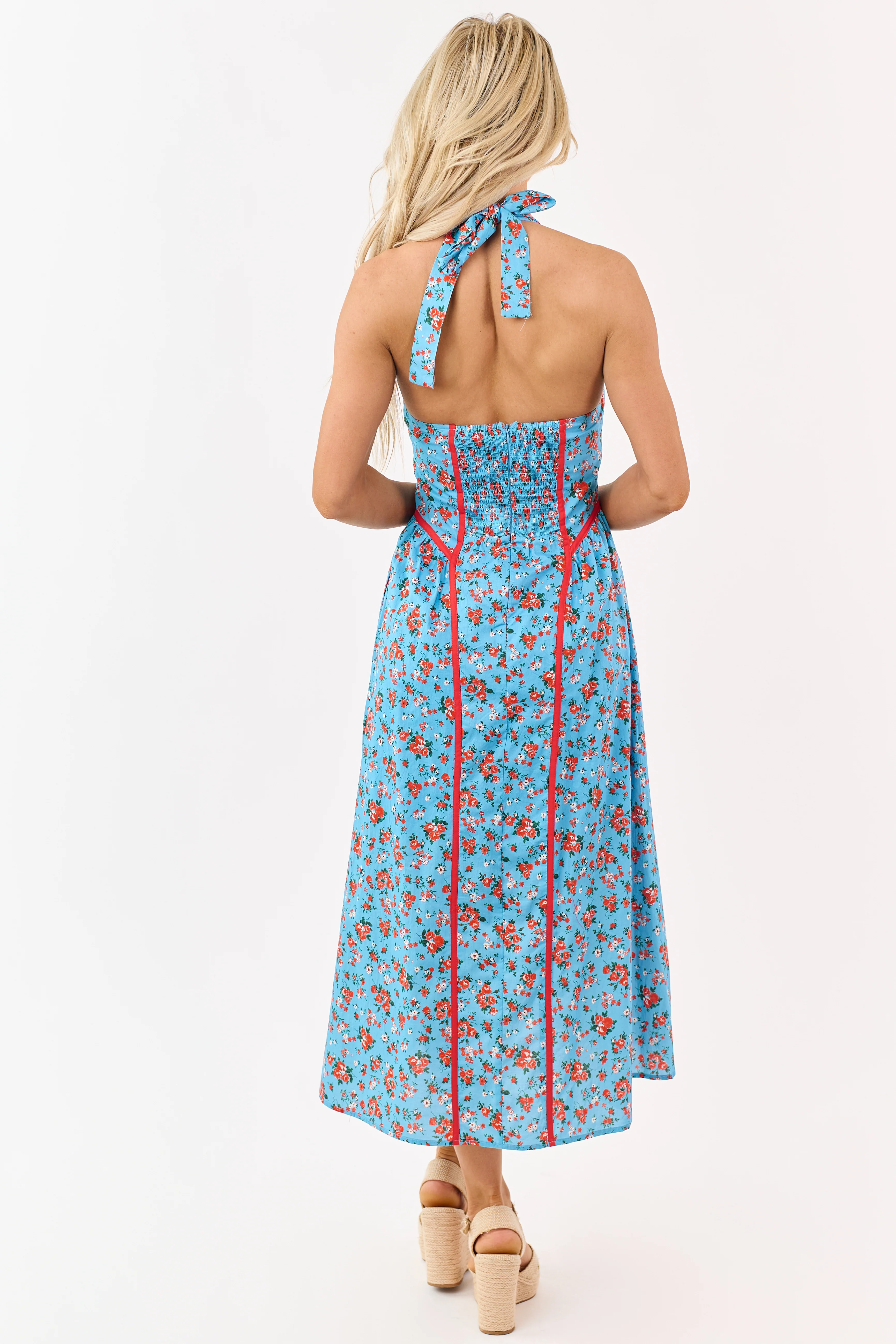 Entro Cornflower Floral Print Cotton Midi Dress - Image 5