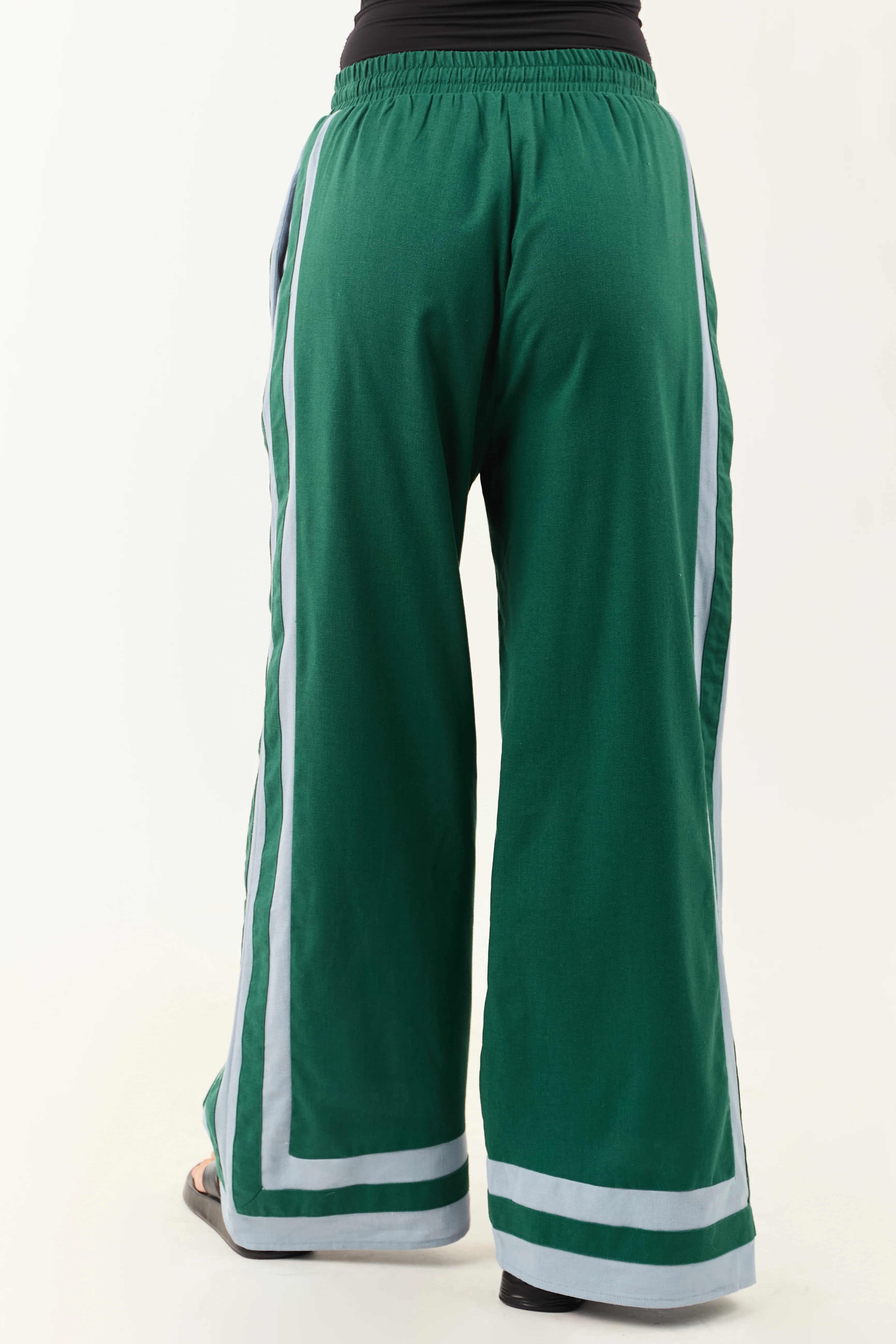Entro Hunter Green Wide Leg Linen Blend Pants - Image 4