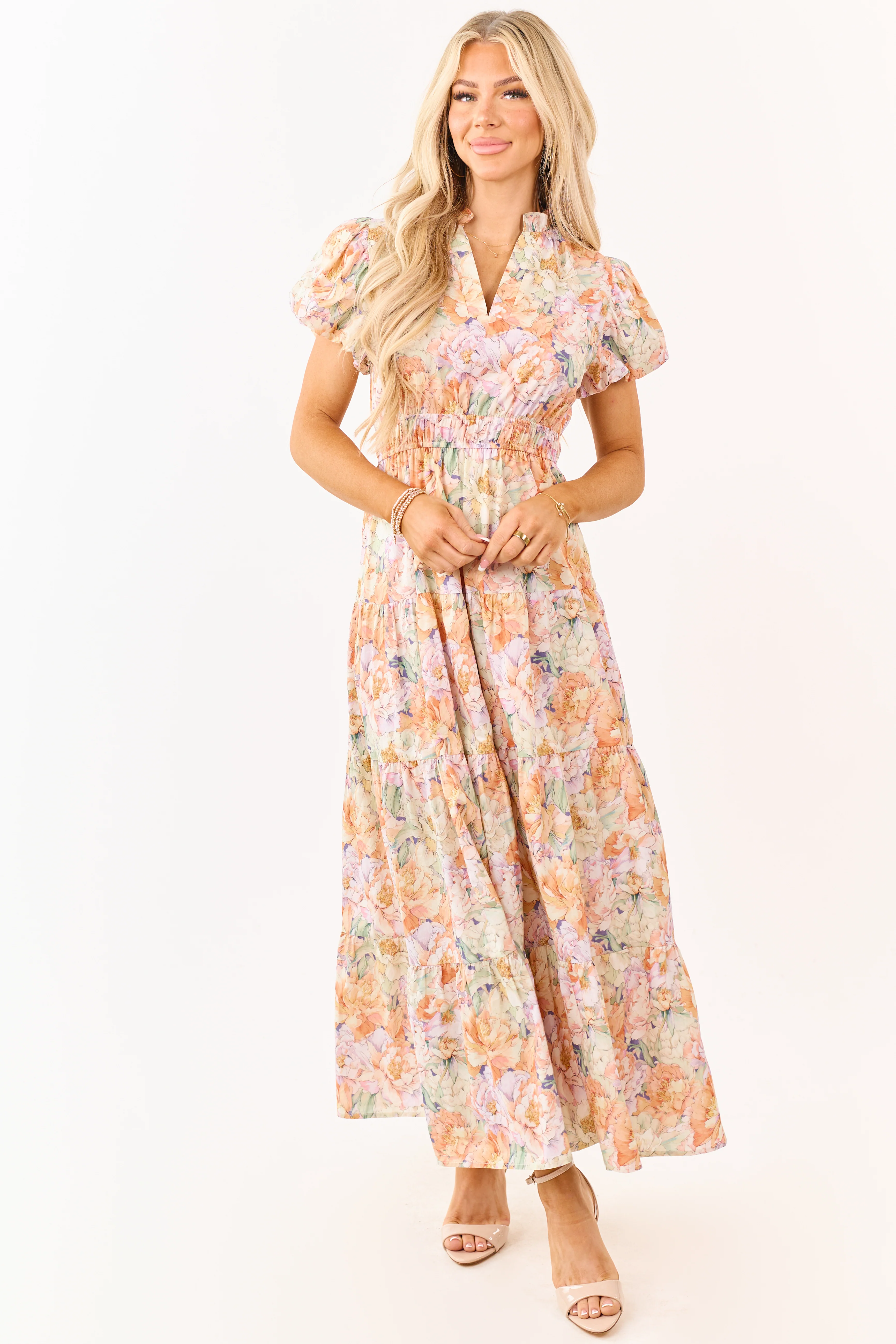 Entro Multicolor Floral V-Neck Cotton Maxi Dress - Image 5