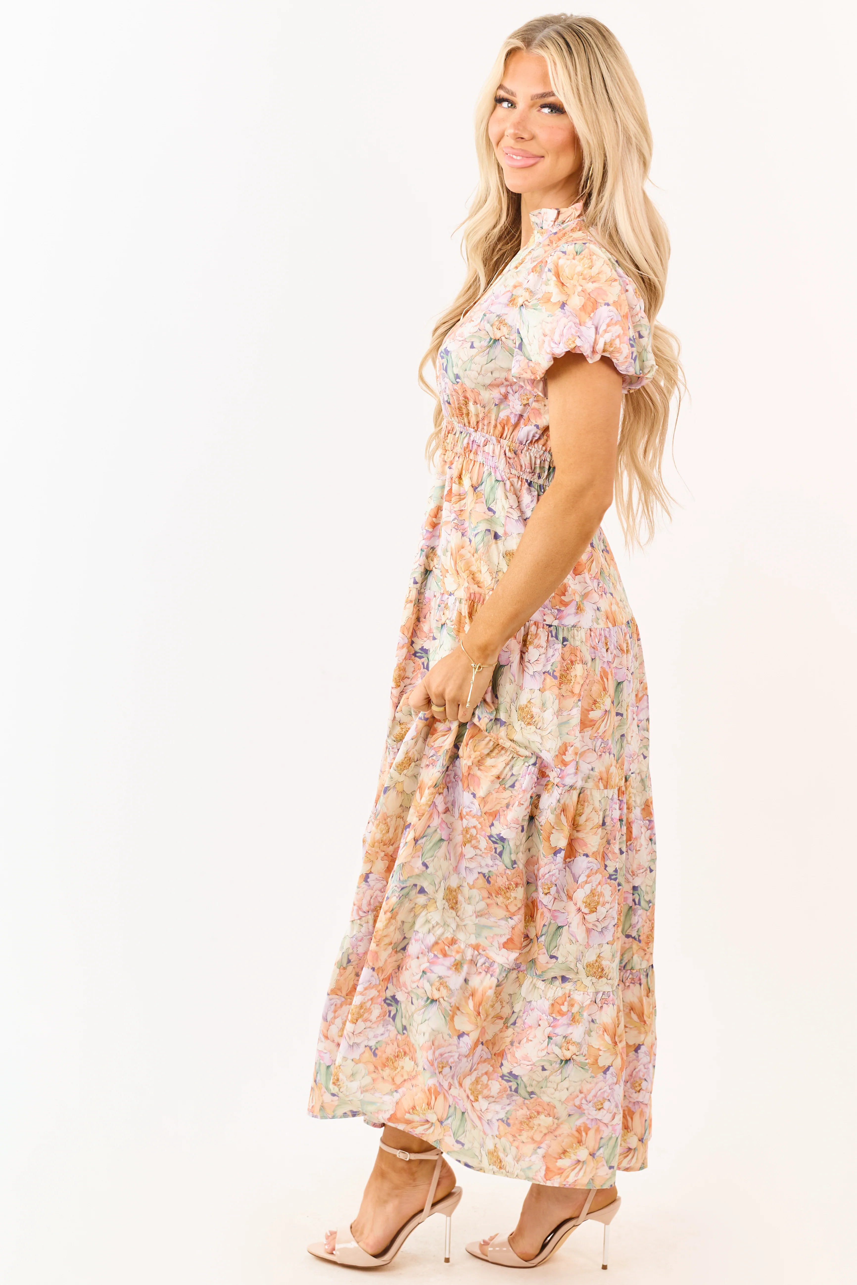 Entro Multicolor Floral V-Neck Cotton Maxi Dress - Image 6