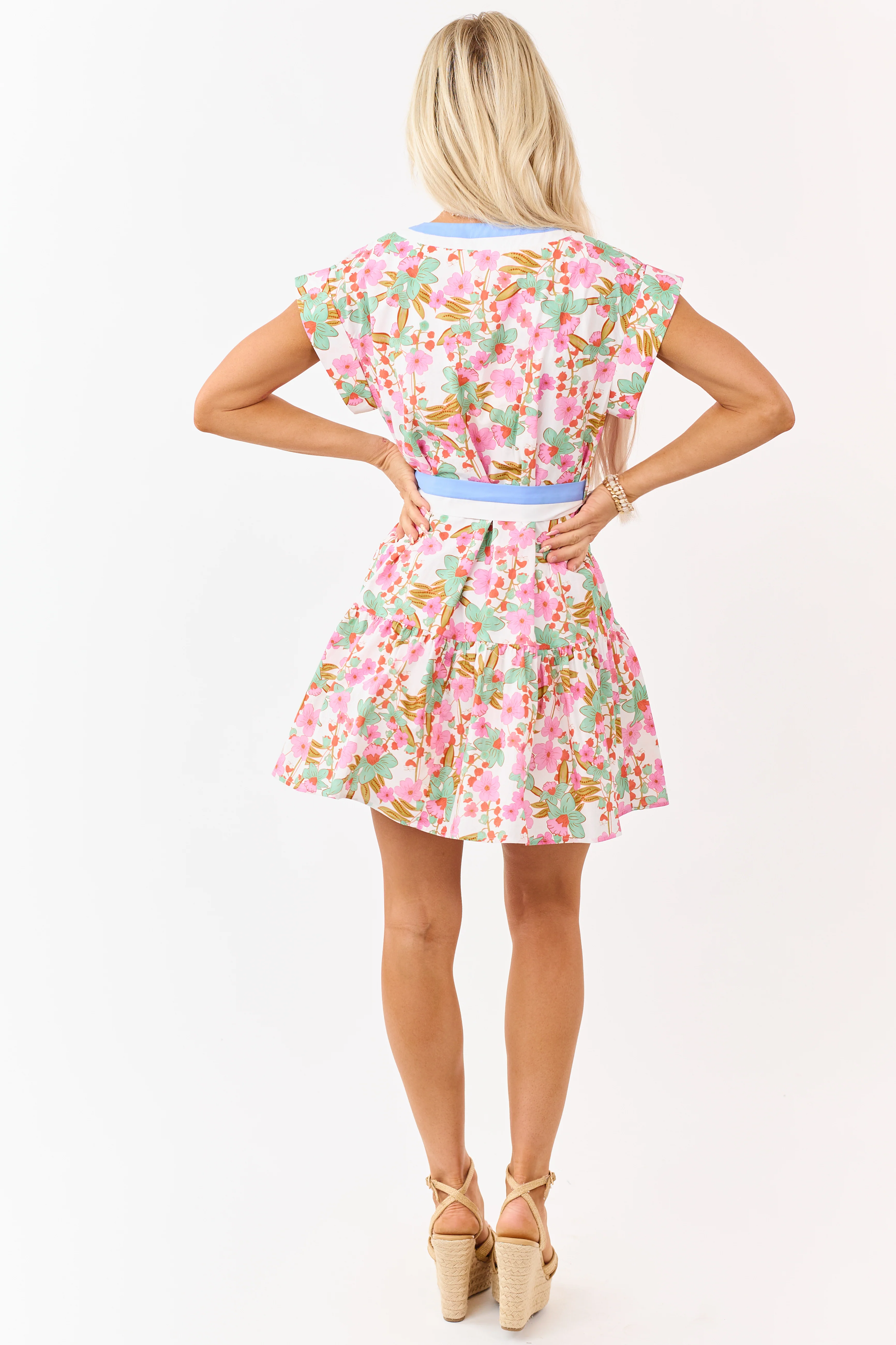Entro Off White Floral Cotton Button Down Mini Dress - Image 5