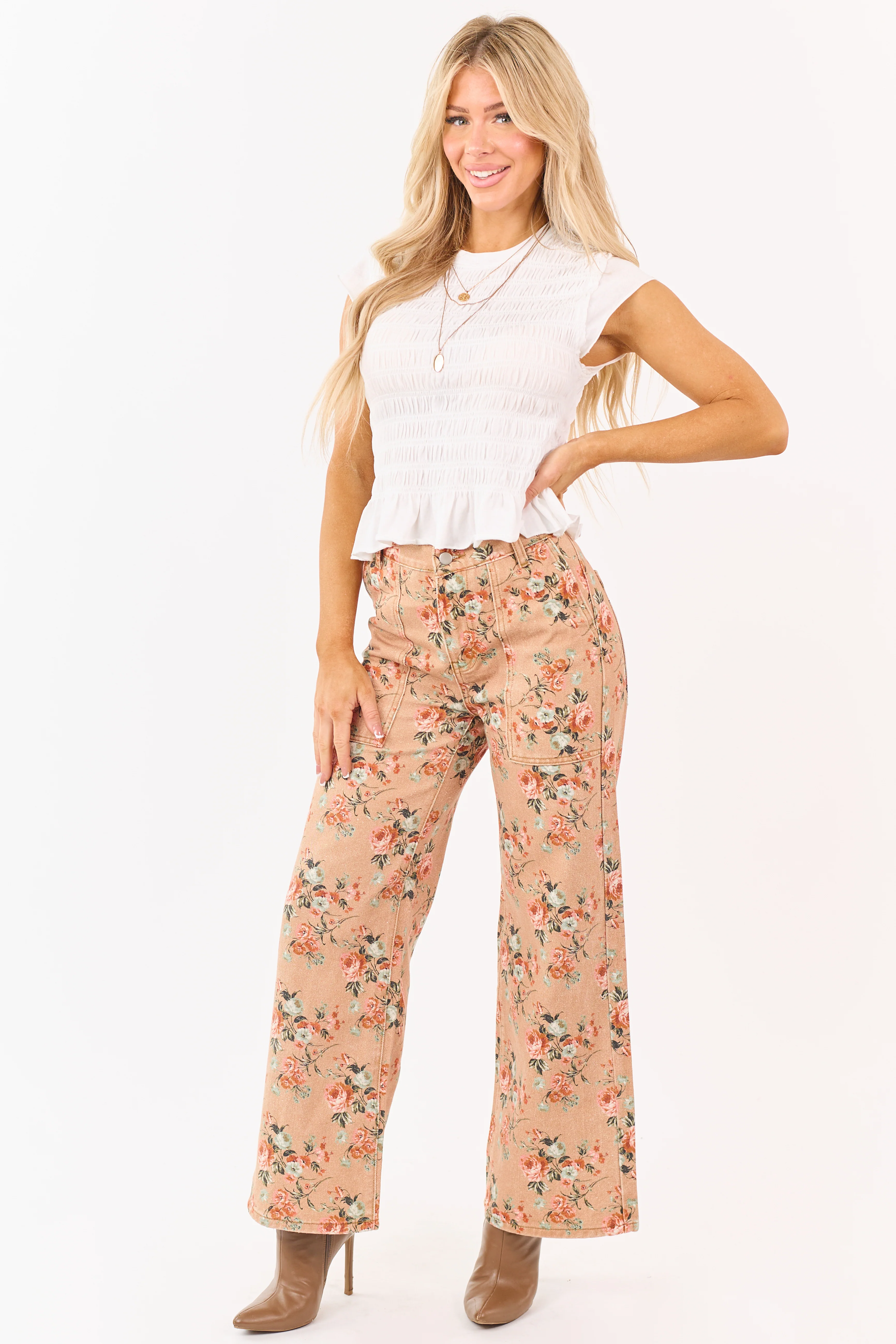 Entro Off White Smocked Short Sleeve Top - Image 3