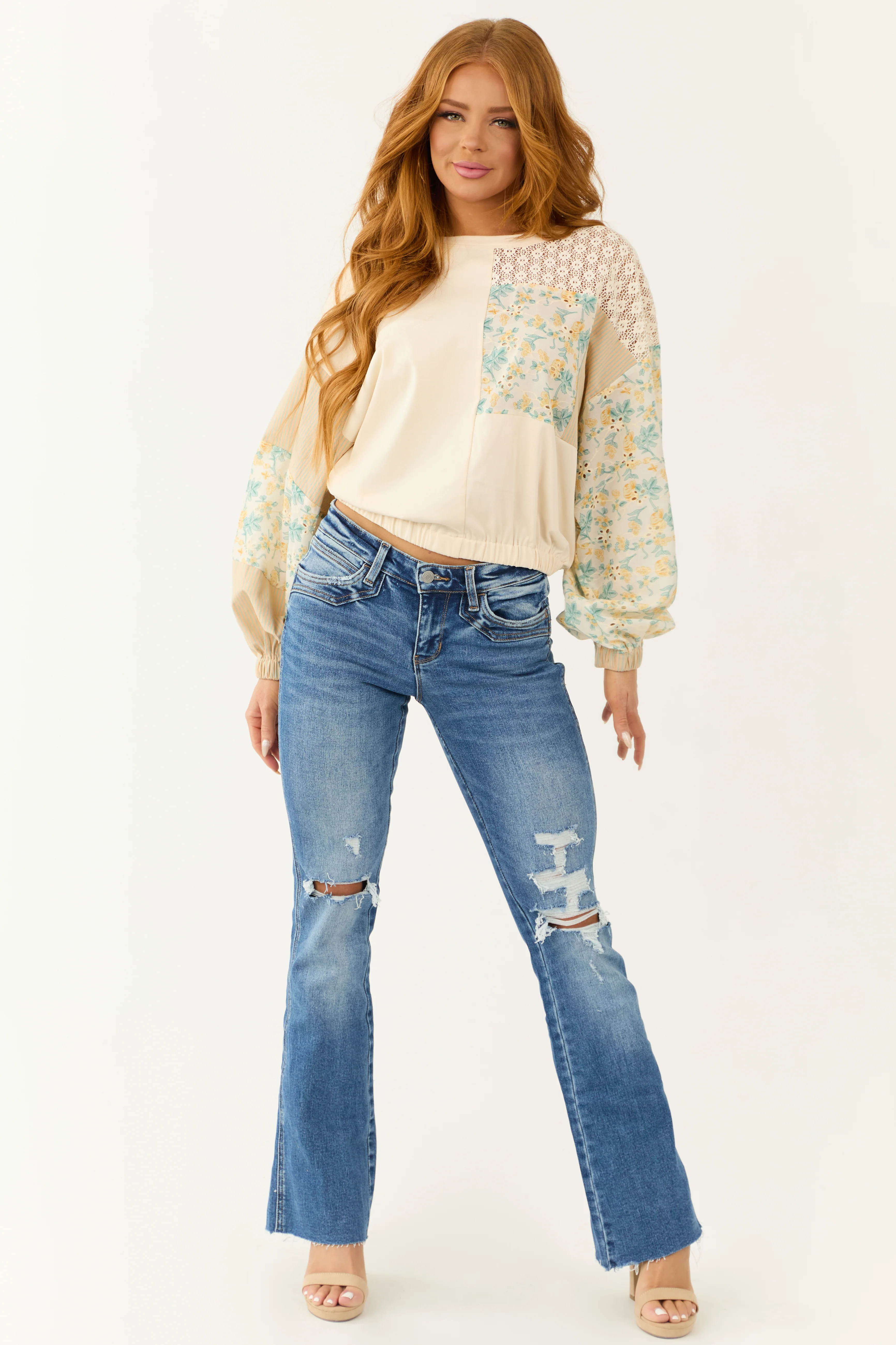 Flying Monkey Medium Wash Raw Hem Bootcut Jeans - Image 3
