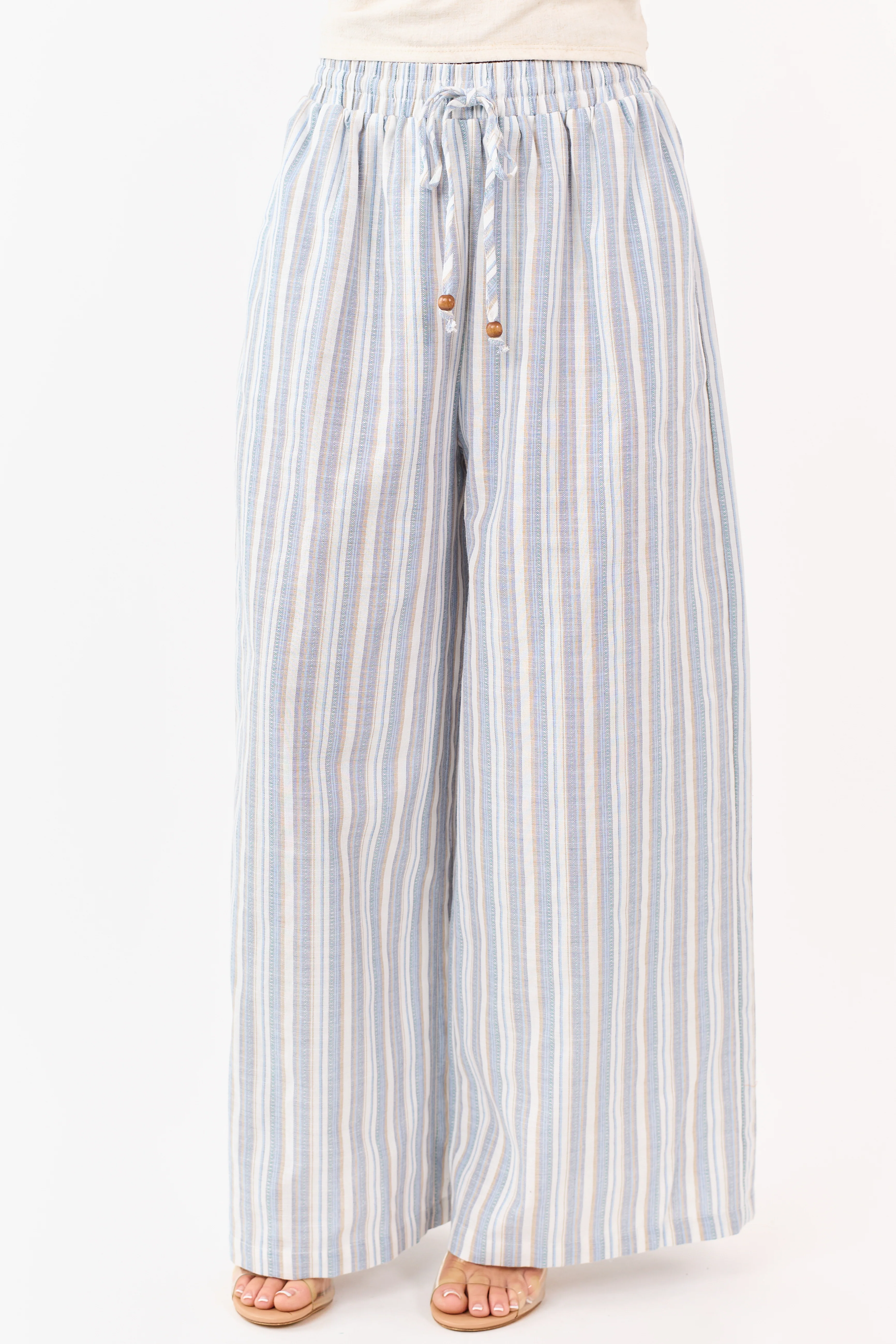 Flying Tomato Ivory Striped Wide Leg Pants - Image 2