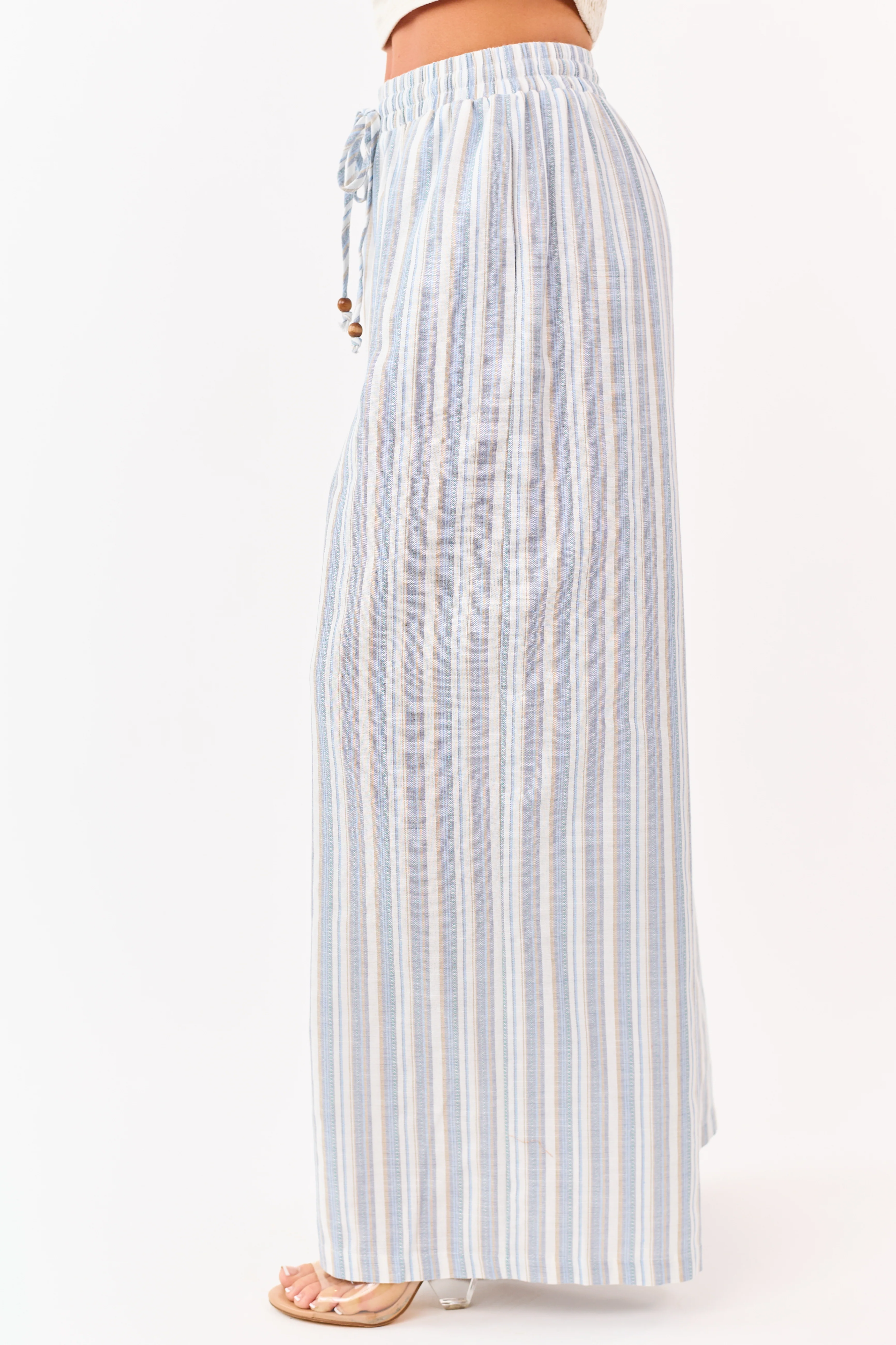 Flying Tomato Ivory Striped Wide Leg Pants - Image 3