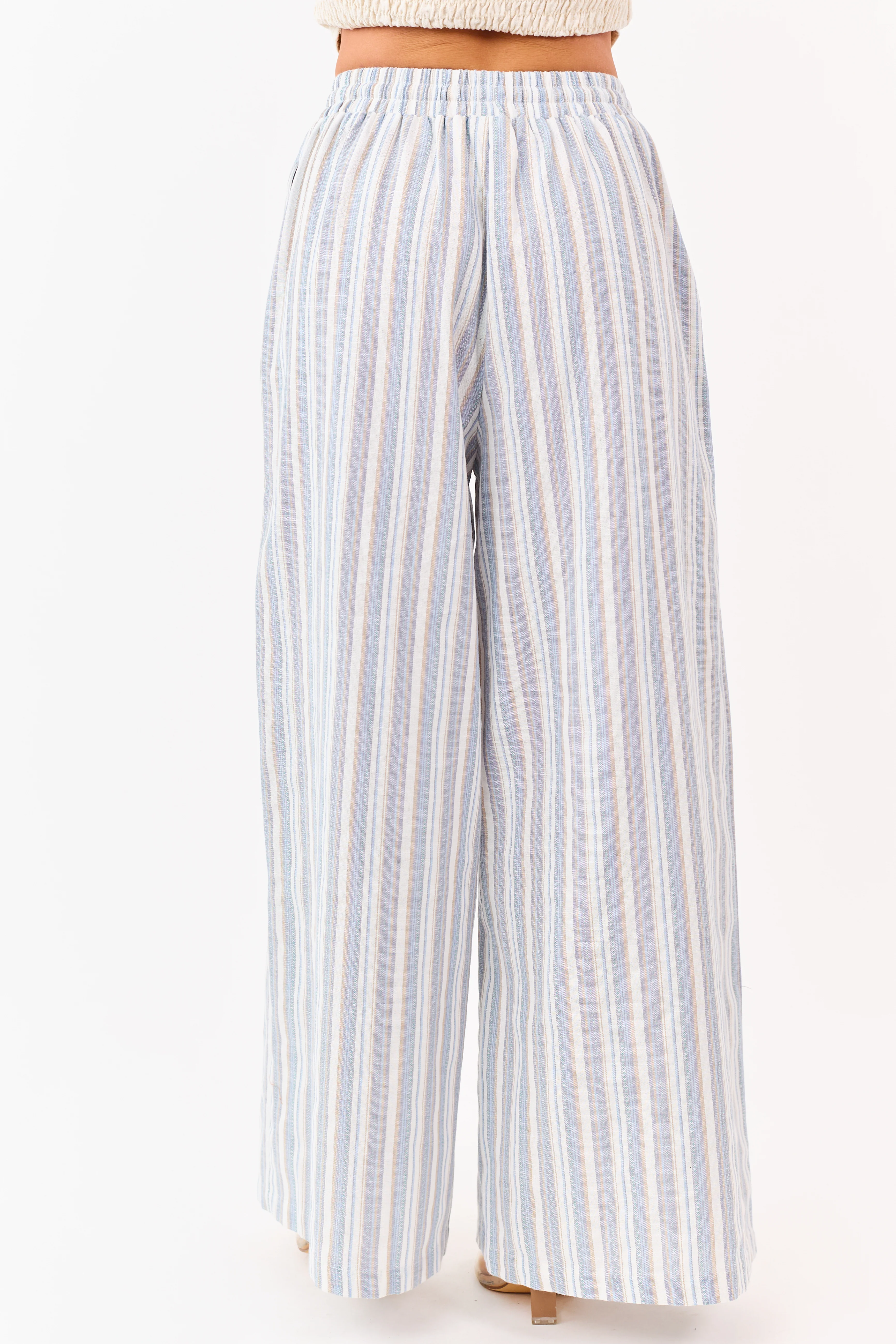 Flying Tomato Ivory Striped Wide Leg Pants - Image 4