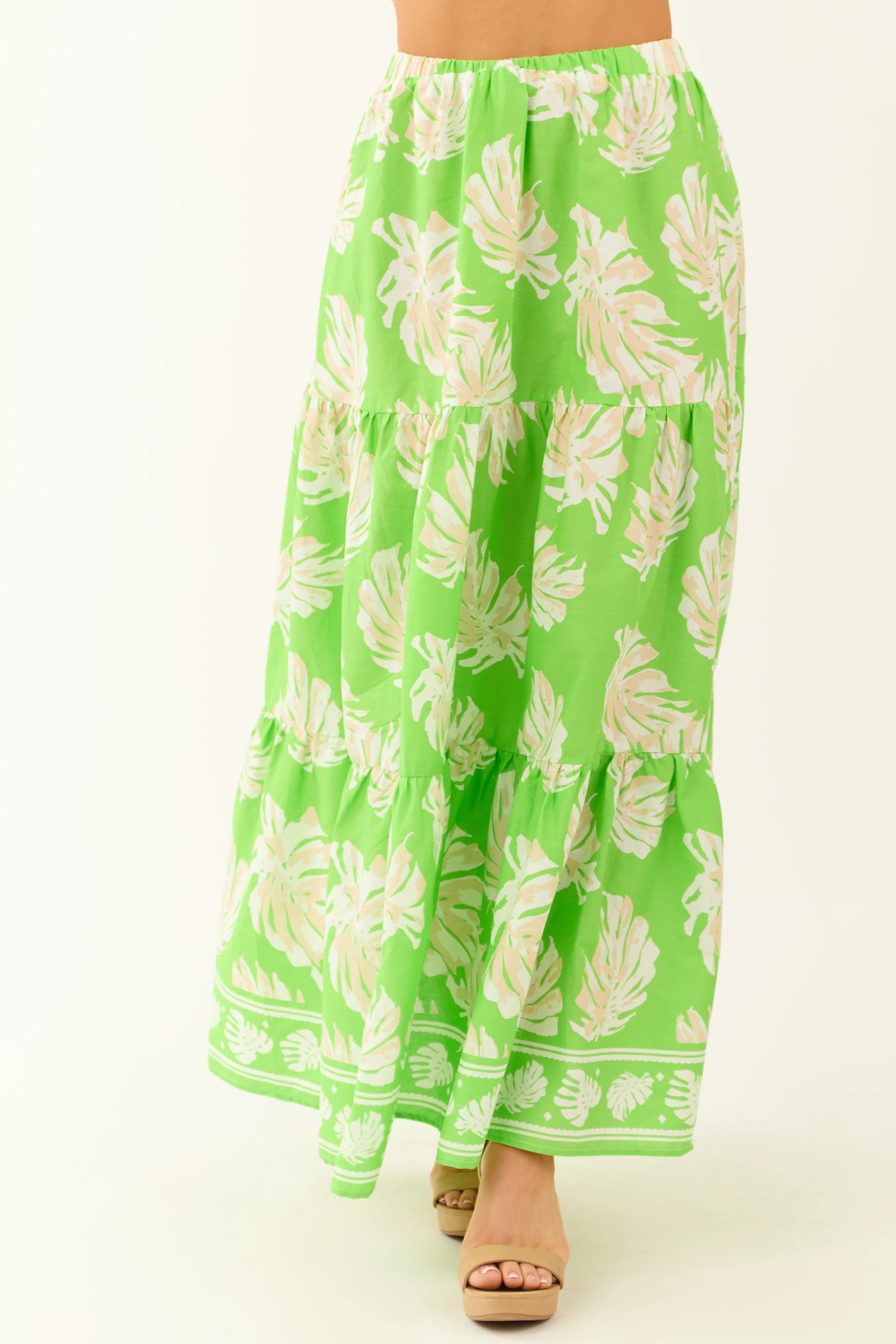 Flying Tomato Kiwi Tropical Print Maxi Skirt - Image 2