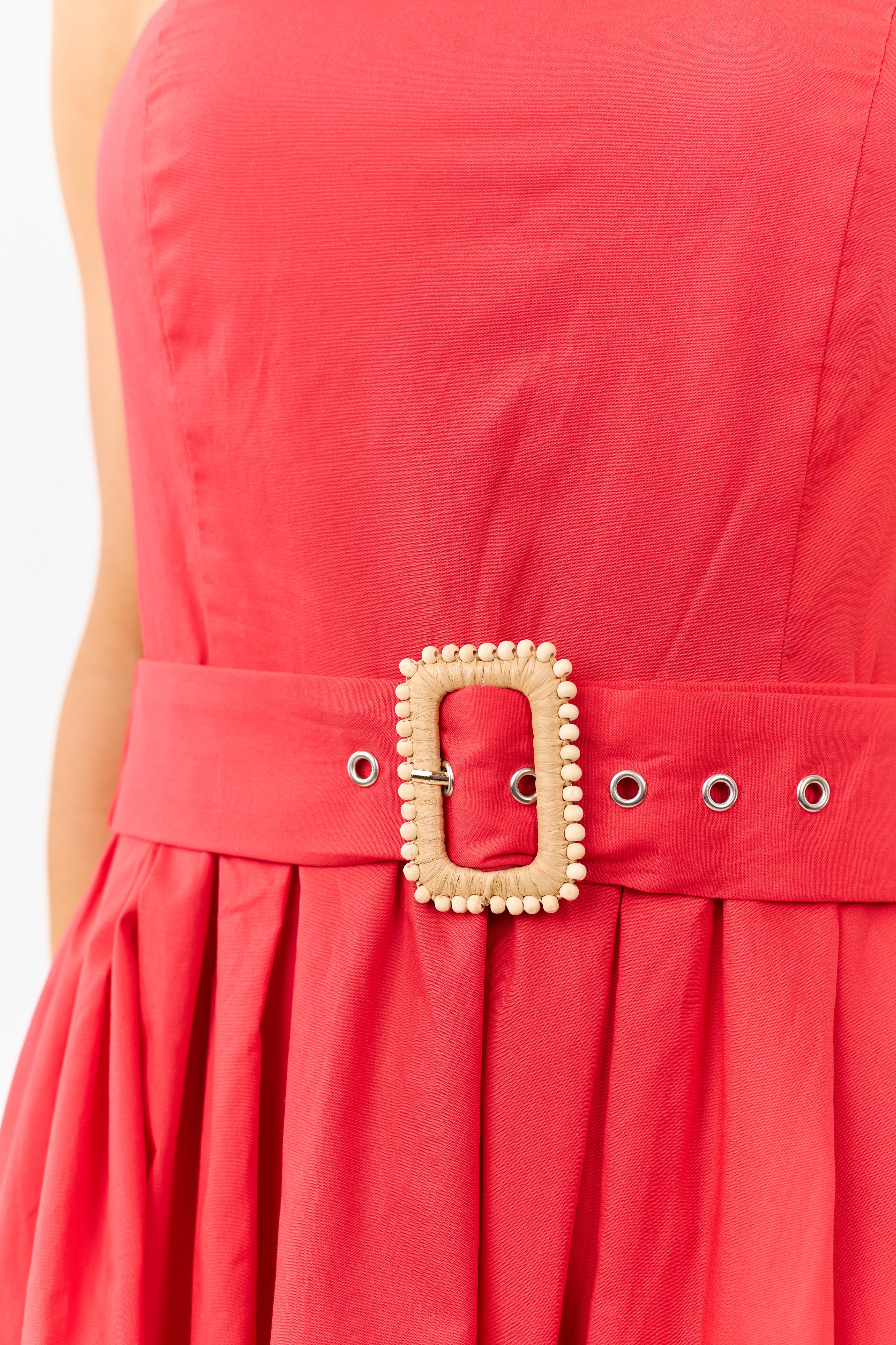 Flying Tomato Scarlet Cotton Strapless Midi Dress - Image 6