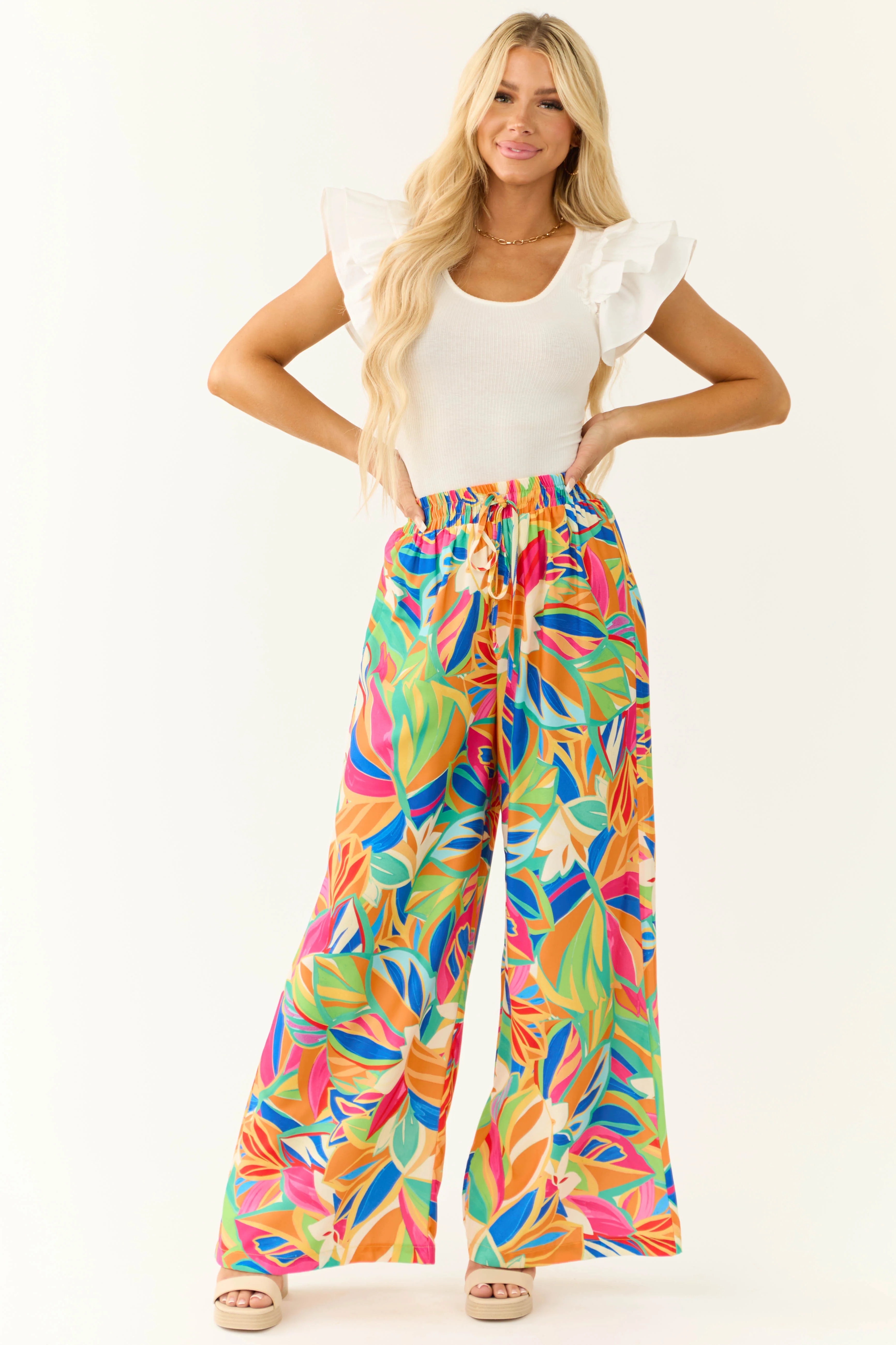 Flying Tomato Tangerine Abstract Print Pants - Image 5