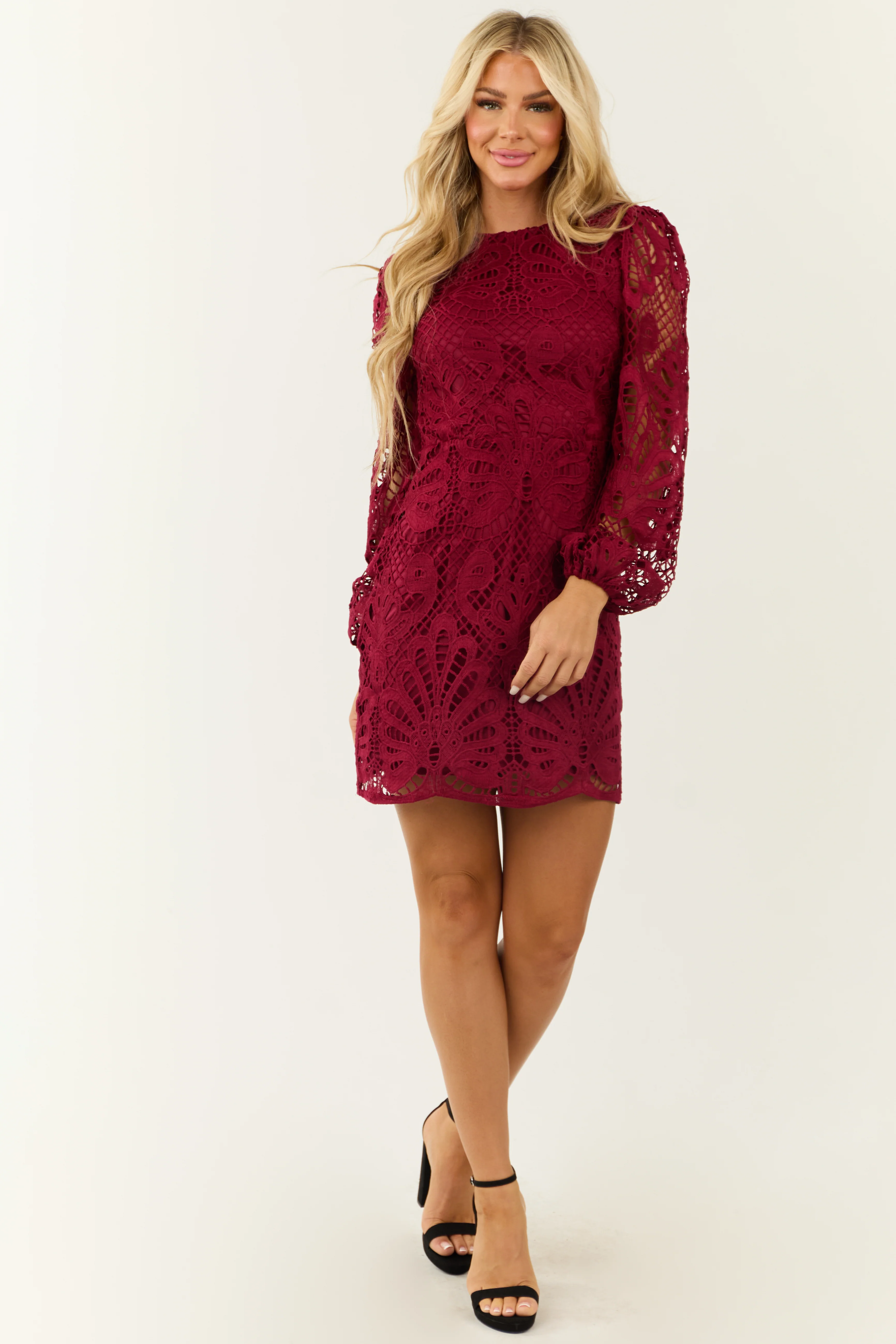 Flying Tomato Wine Lace Open Back Mini Dress - Image 2