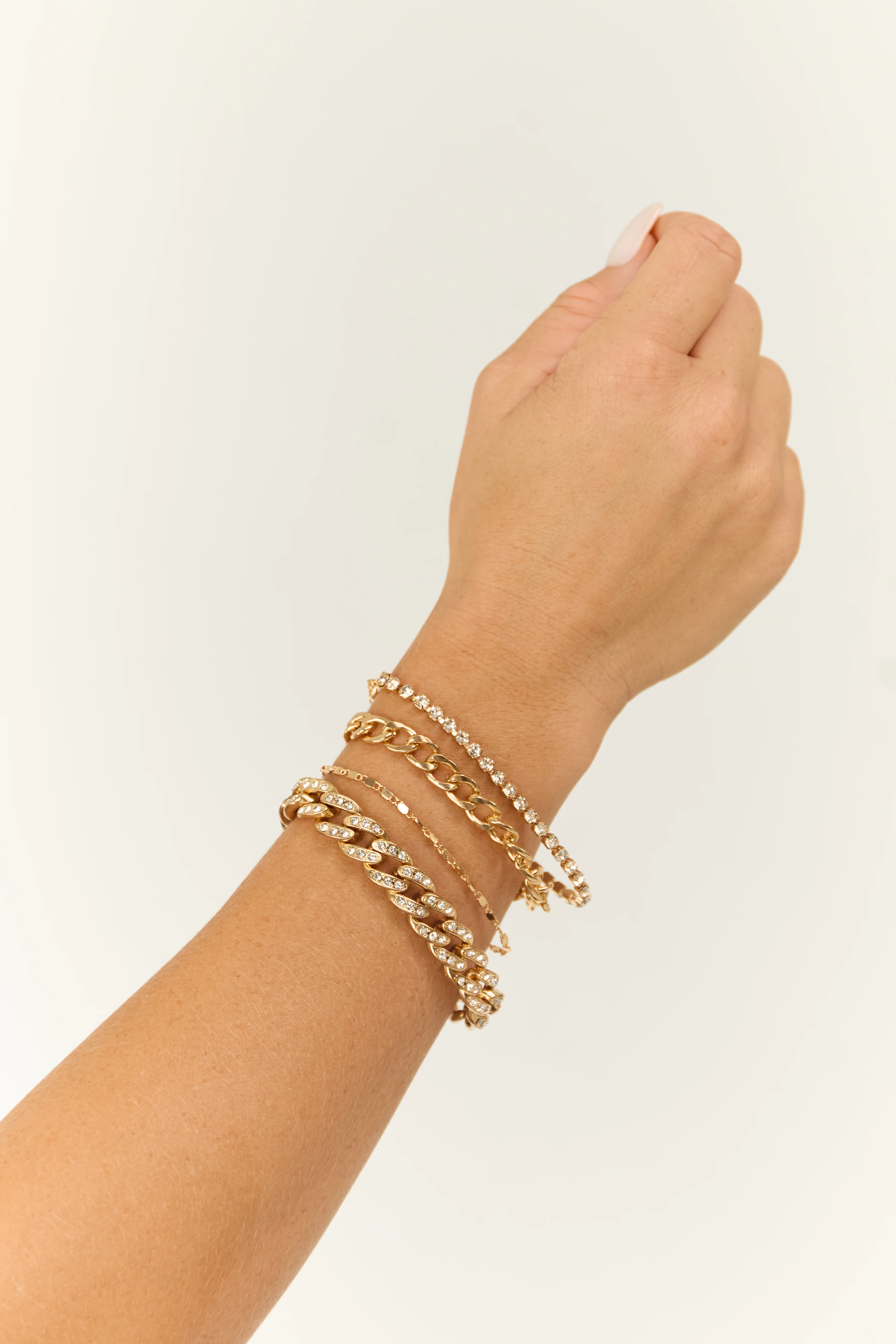 Gold Rhinestone Chain Bracelet Set - Image 4