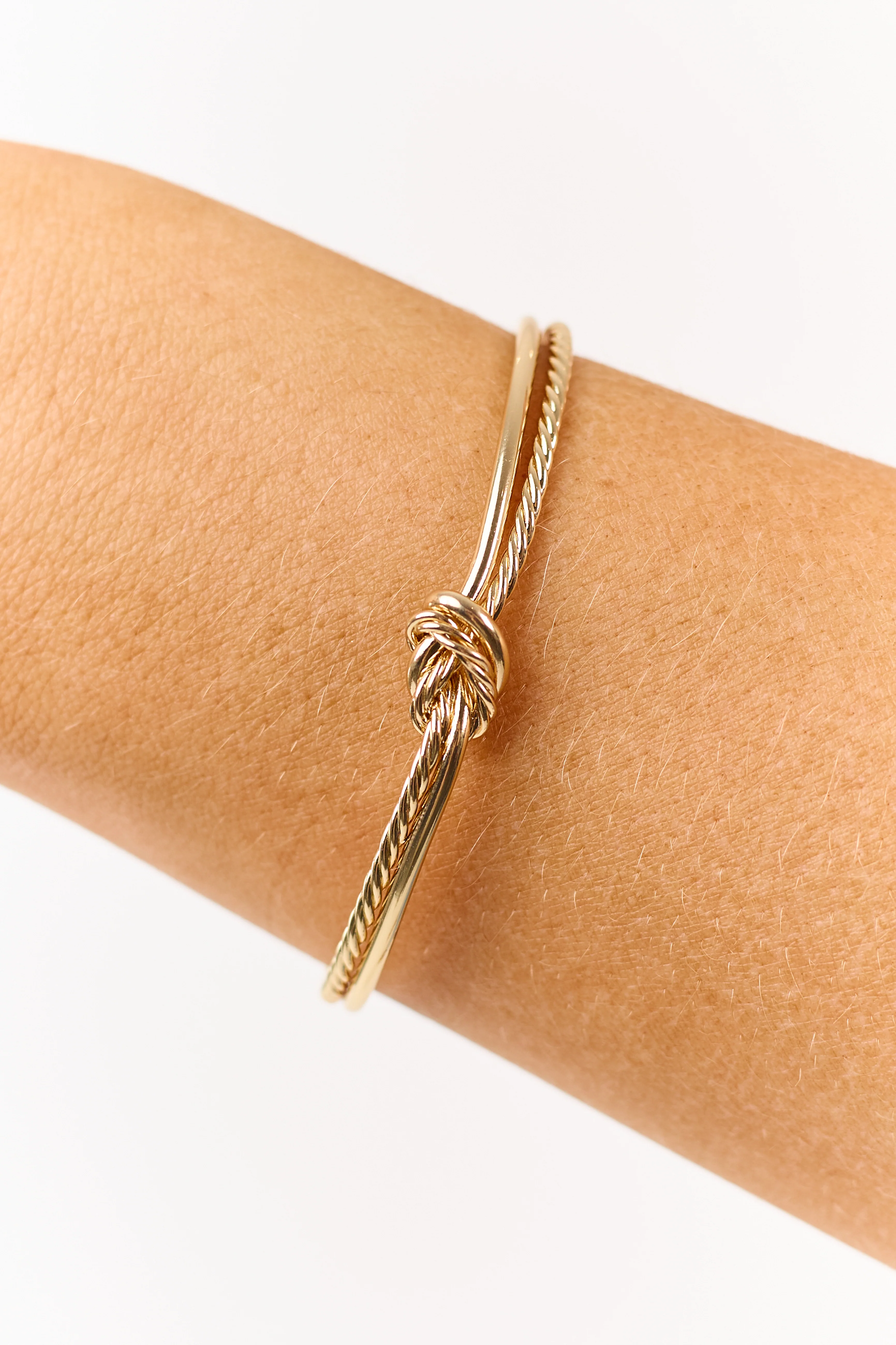 Gold Rope Knot Open Cuff Bracelet