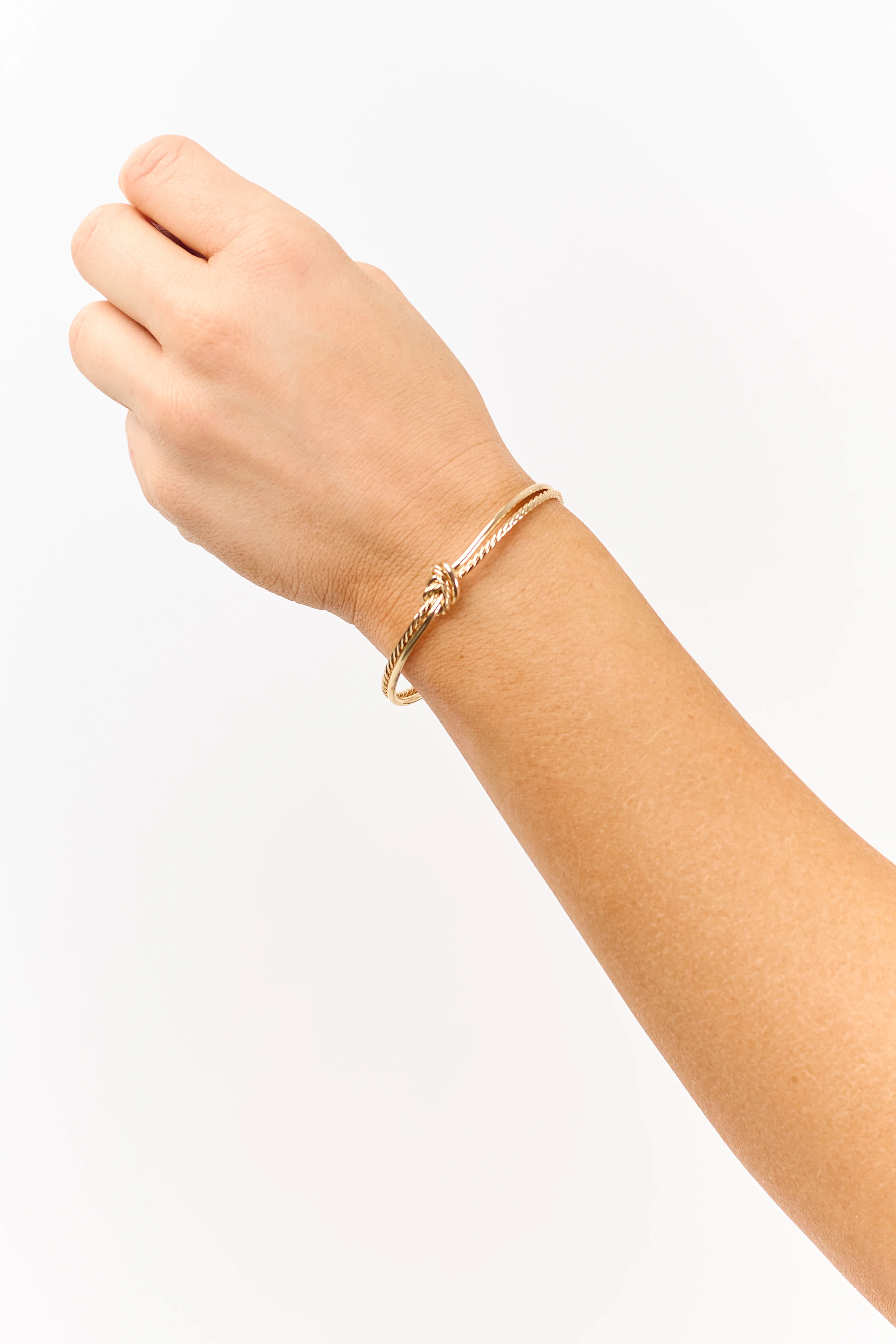 Gold Rope Knot Open Cuff Bracelet - Image 2