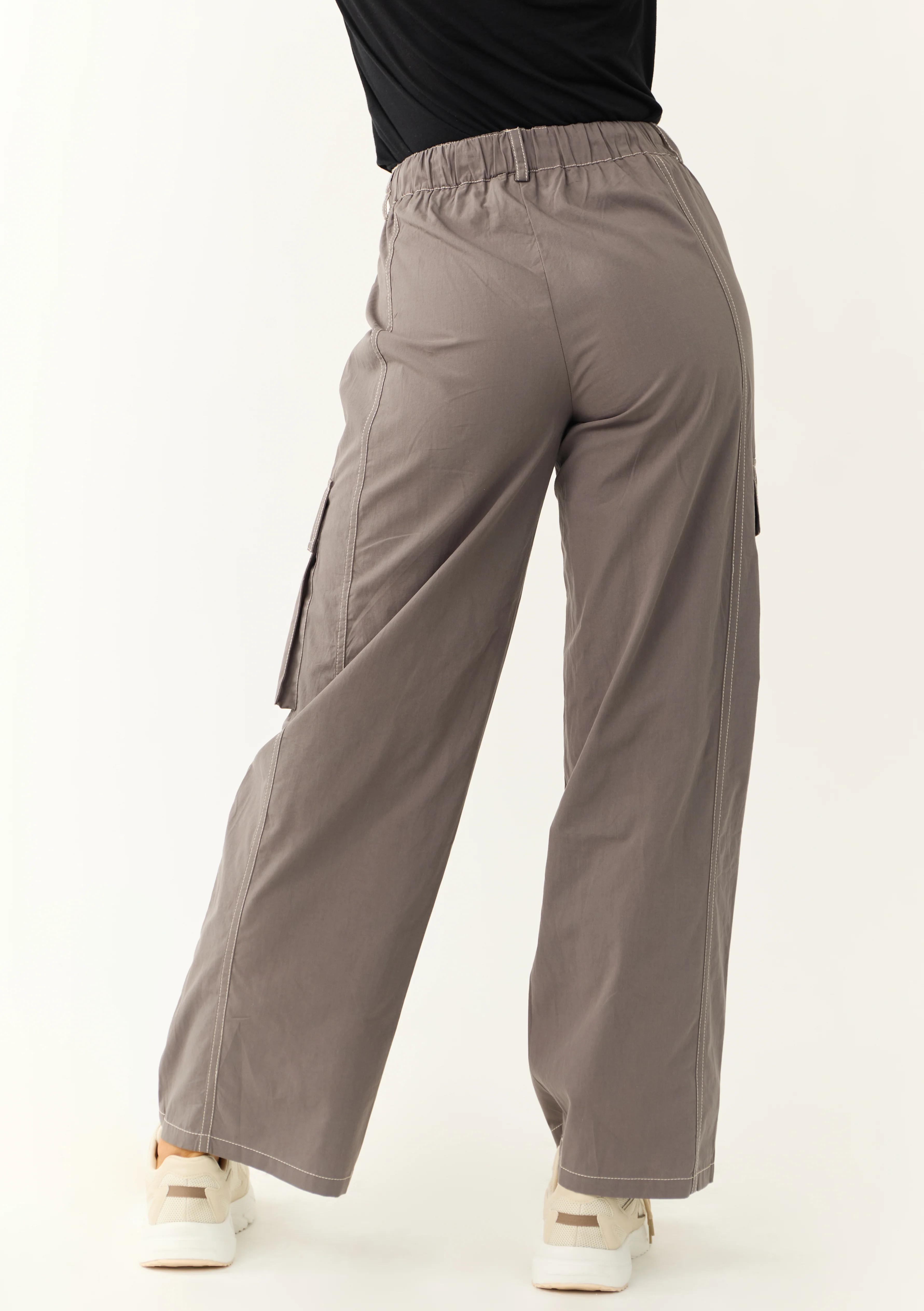 Graphite Exposed Seam Wide Leg Cargo Pants - Image 5