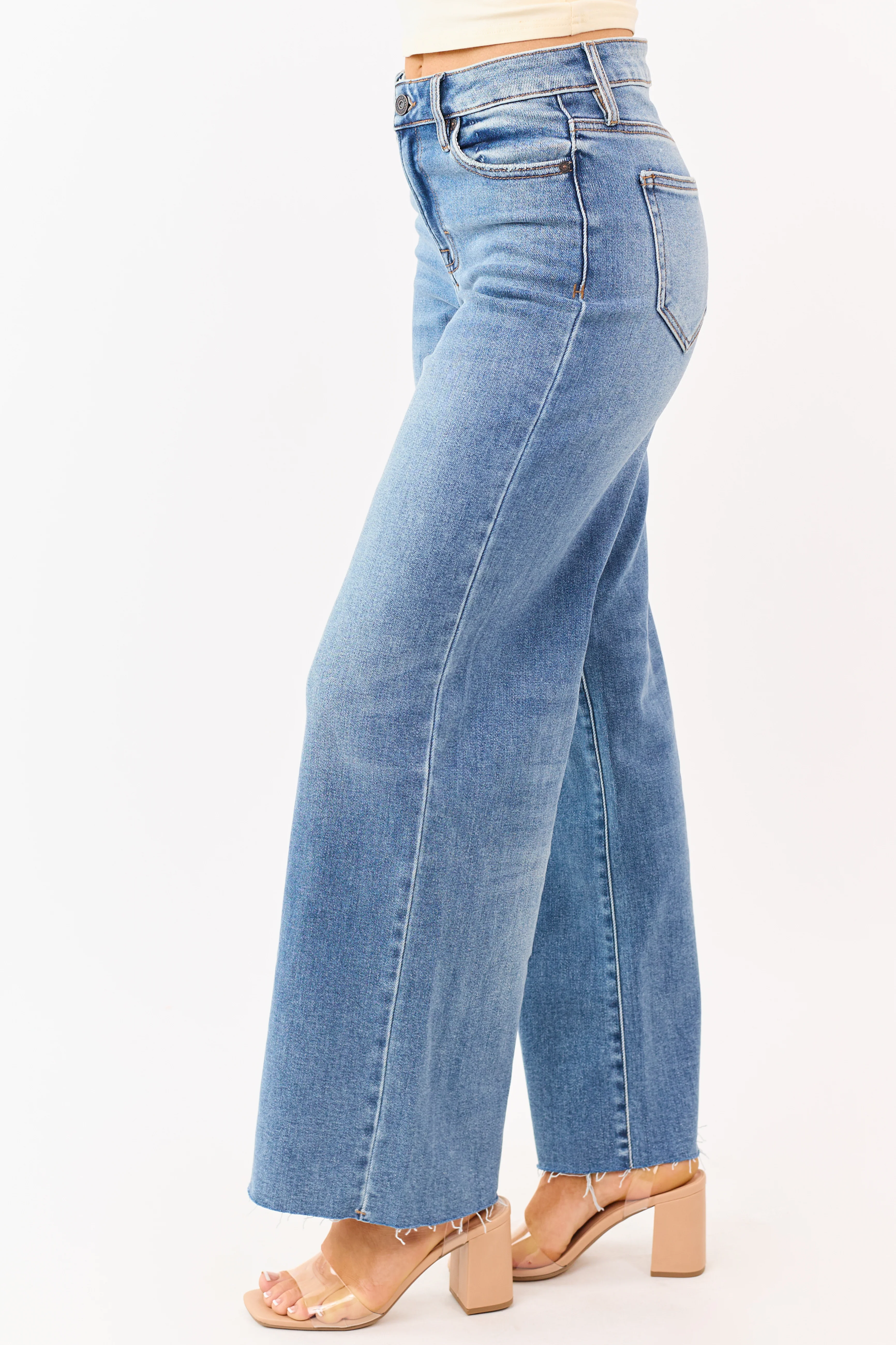 Hidden Premium Dark Wash Wide Leg Stretchy Jeans - Image 3