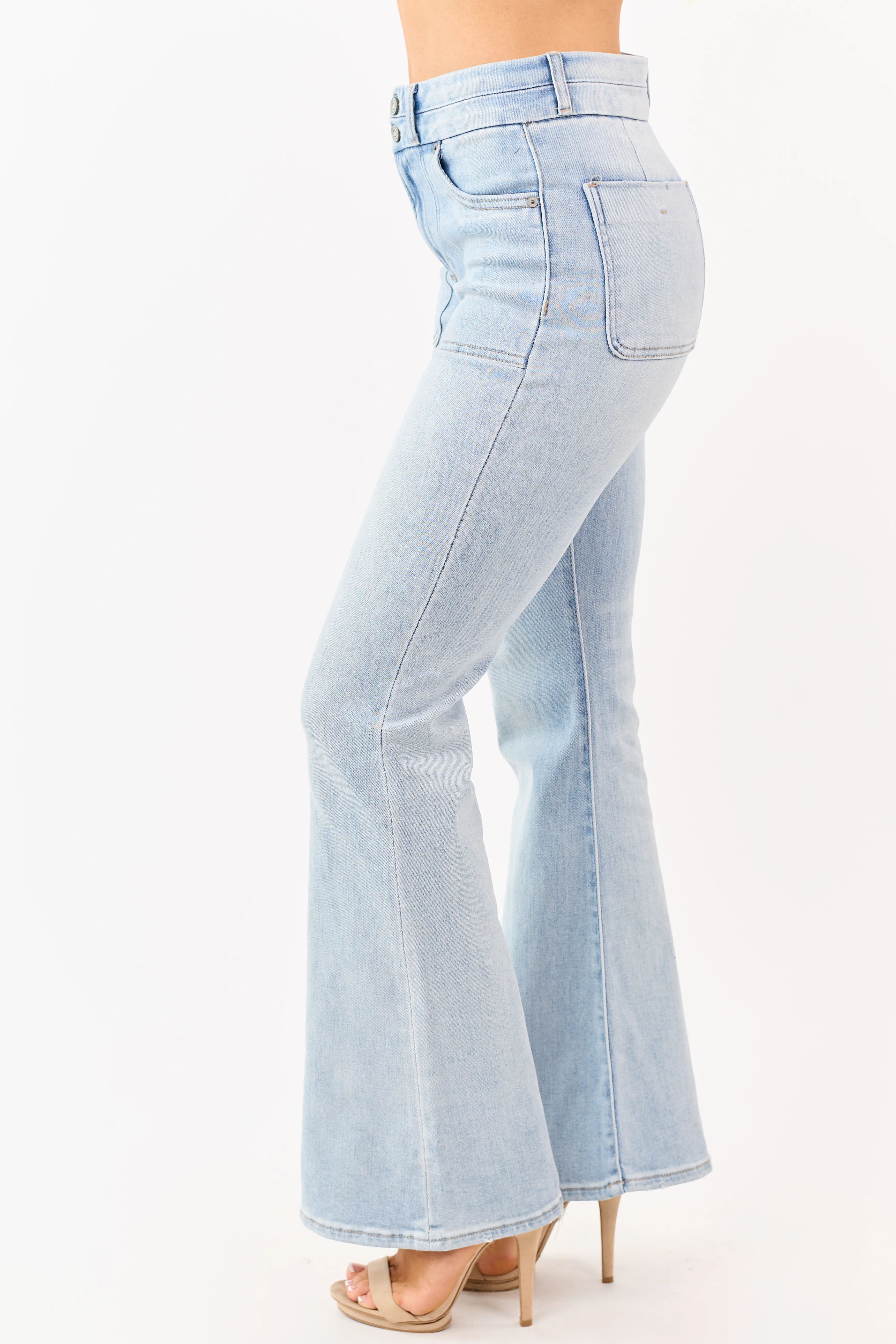 Hidden Premium Light Wash Stretchy Flare Jeans - Image 3