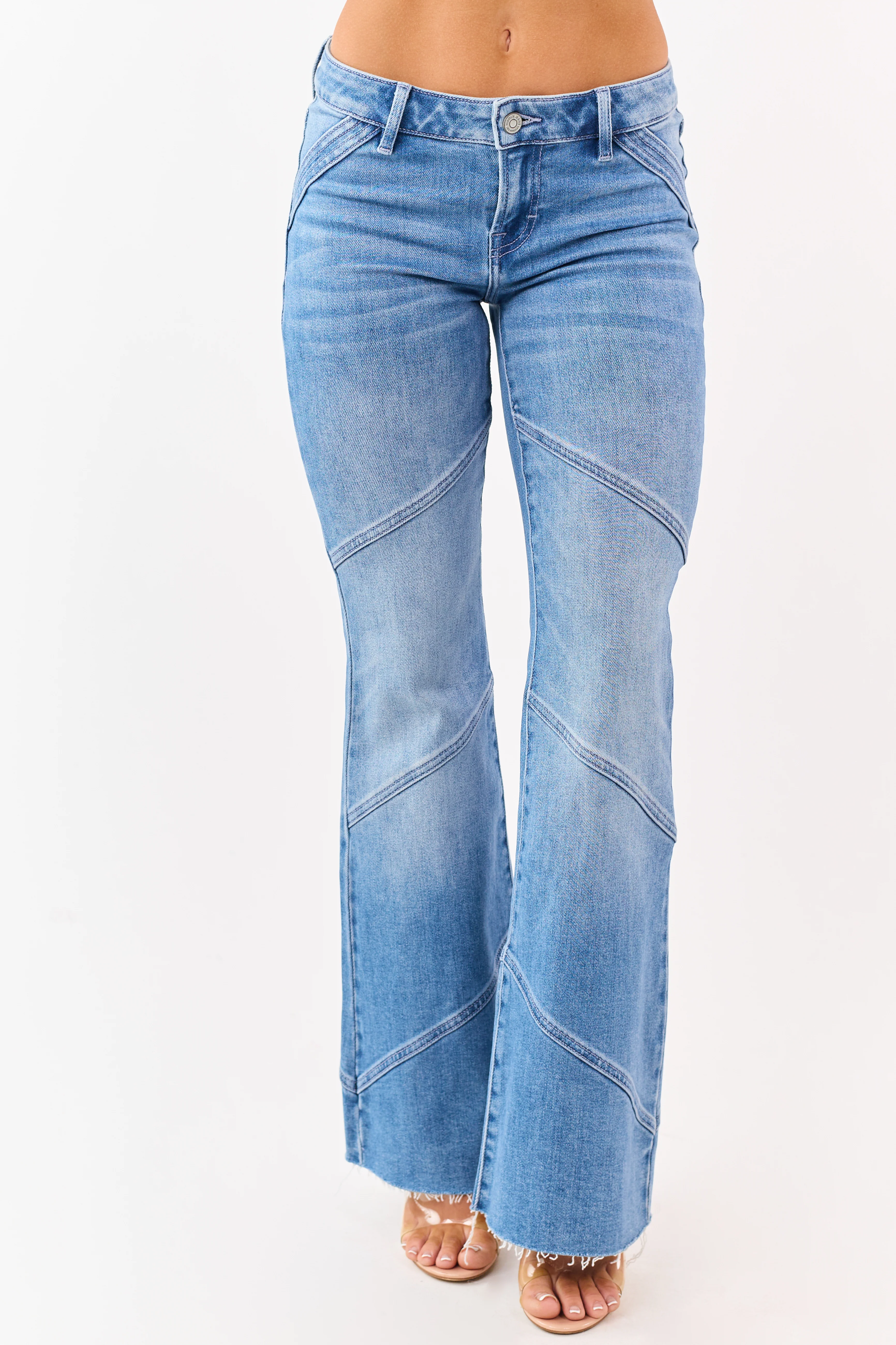 Hidden Premium Medium Wash Seam Detail Flare Jeans - Image 2