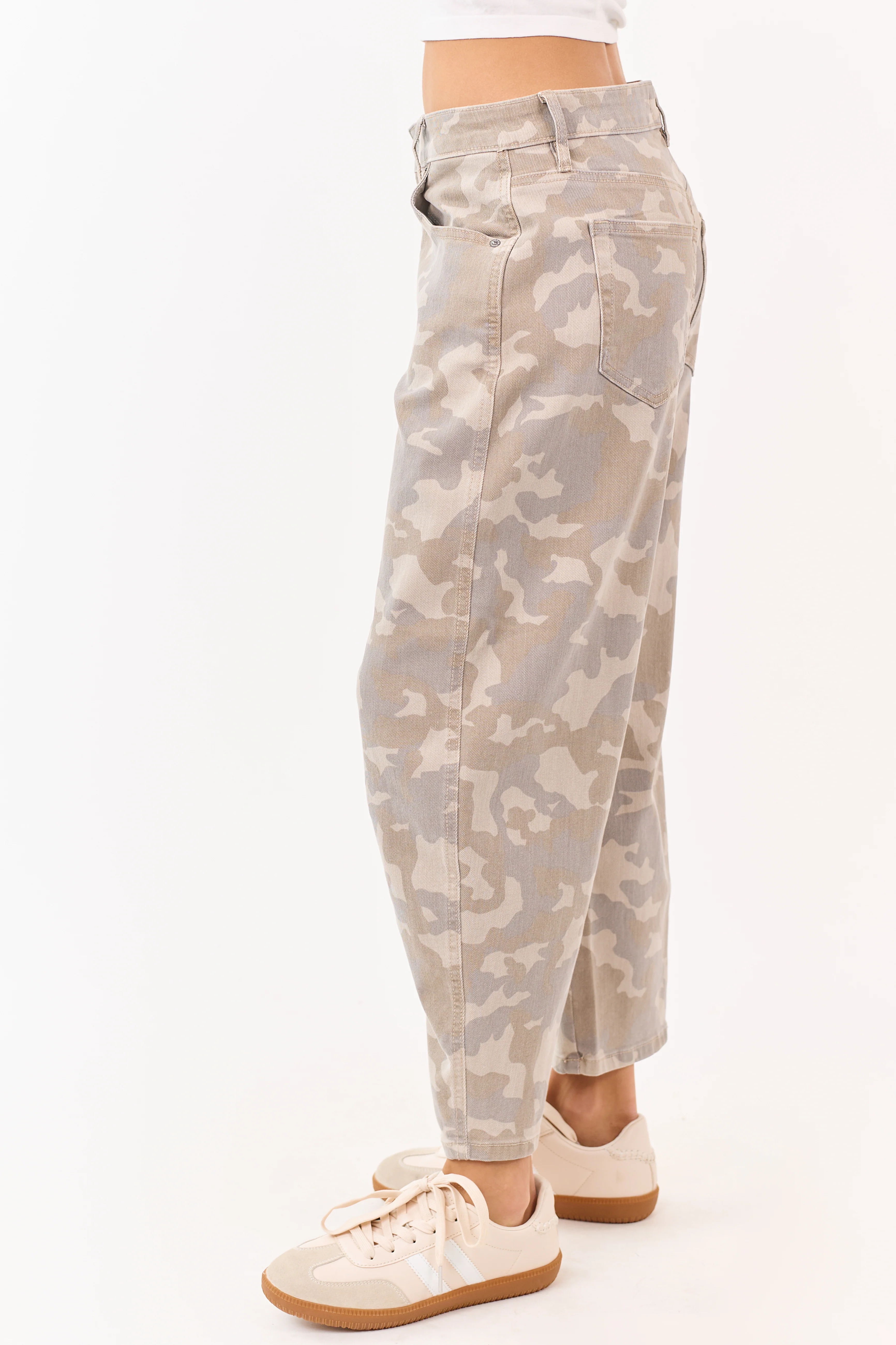 Hidden Premium Oatmeal Camo Low Slung Barrel Jeans - Image 3