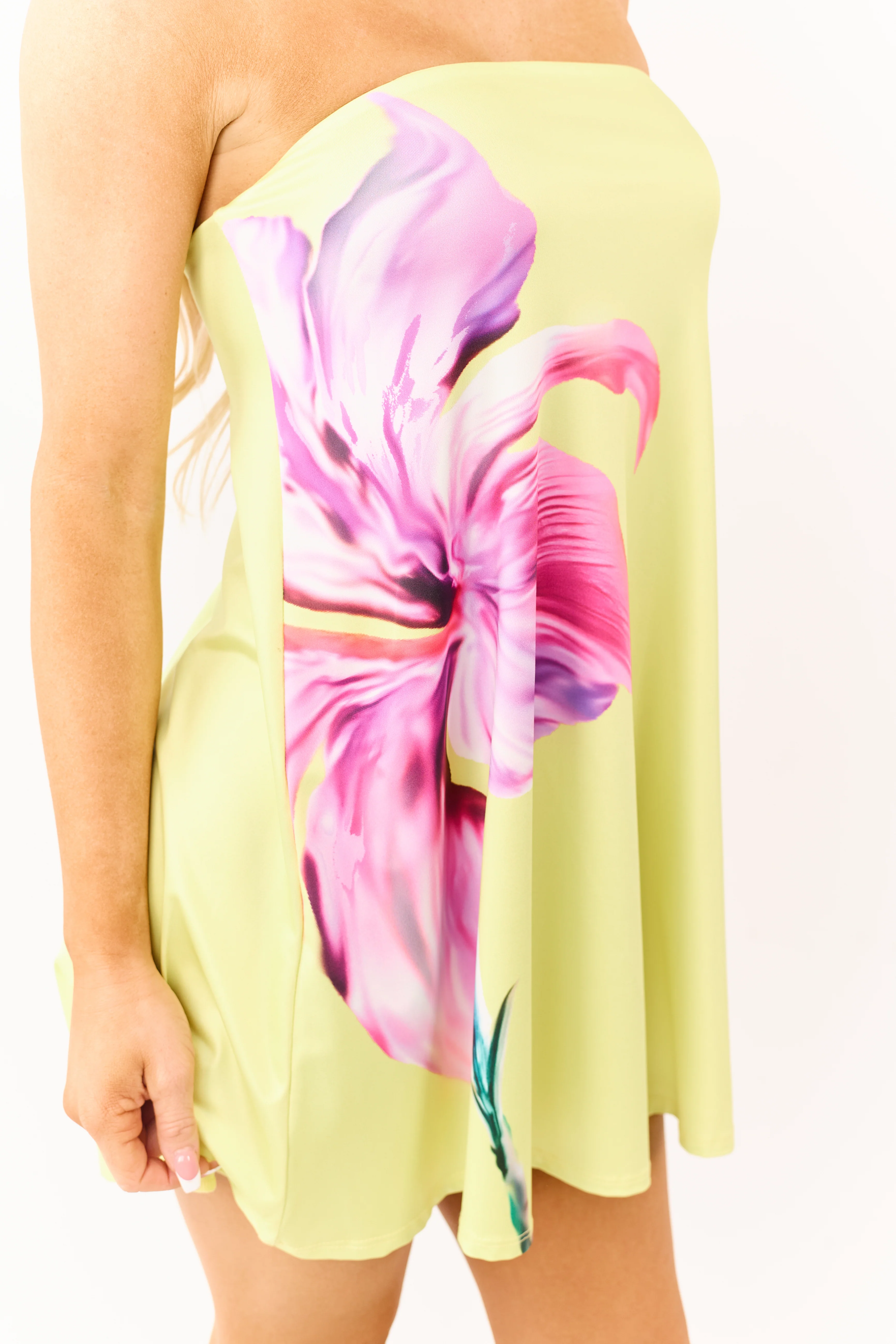 Honeysuckle Floral Print Strapless Mini Dress - Image 6