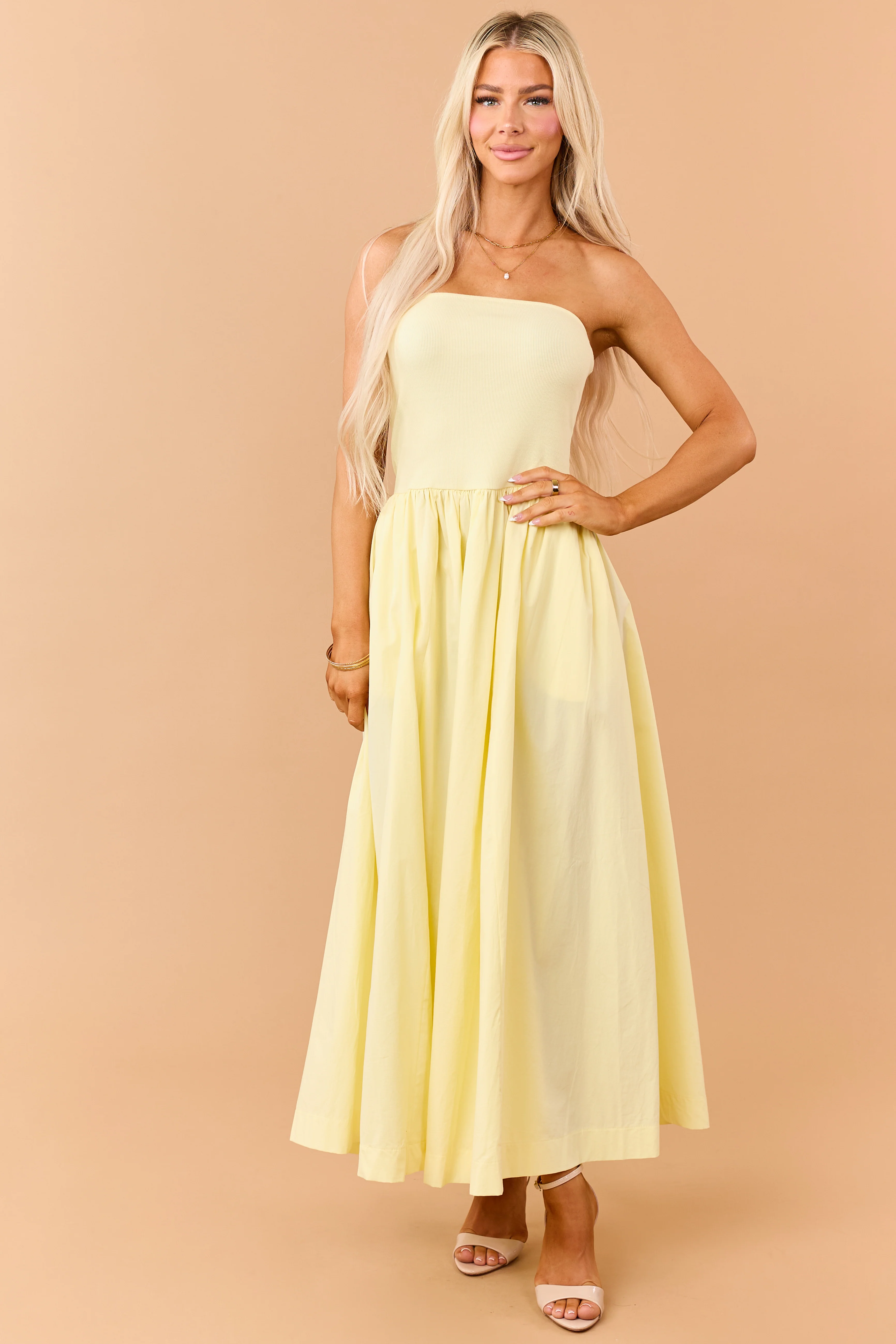Honeysuckle Strapless Knit Contrast Cotton Maxi Dress - Image 2