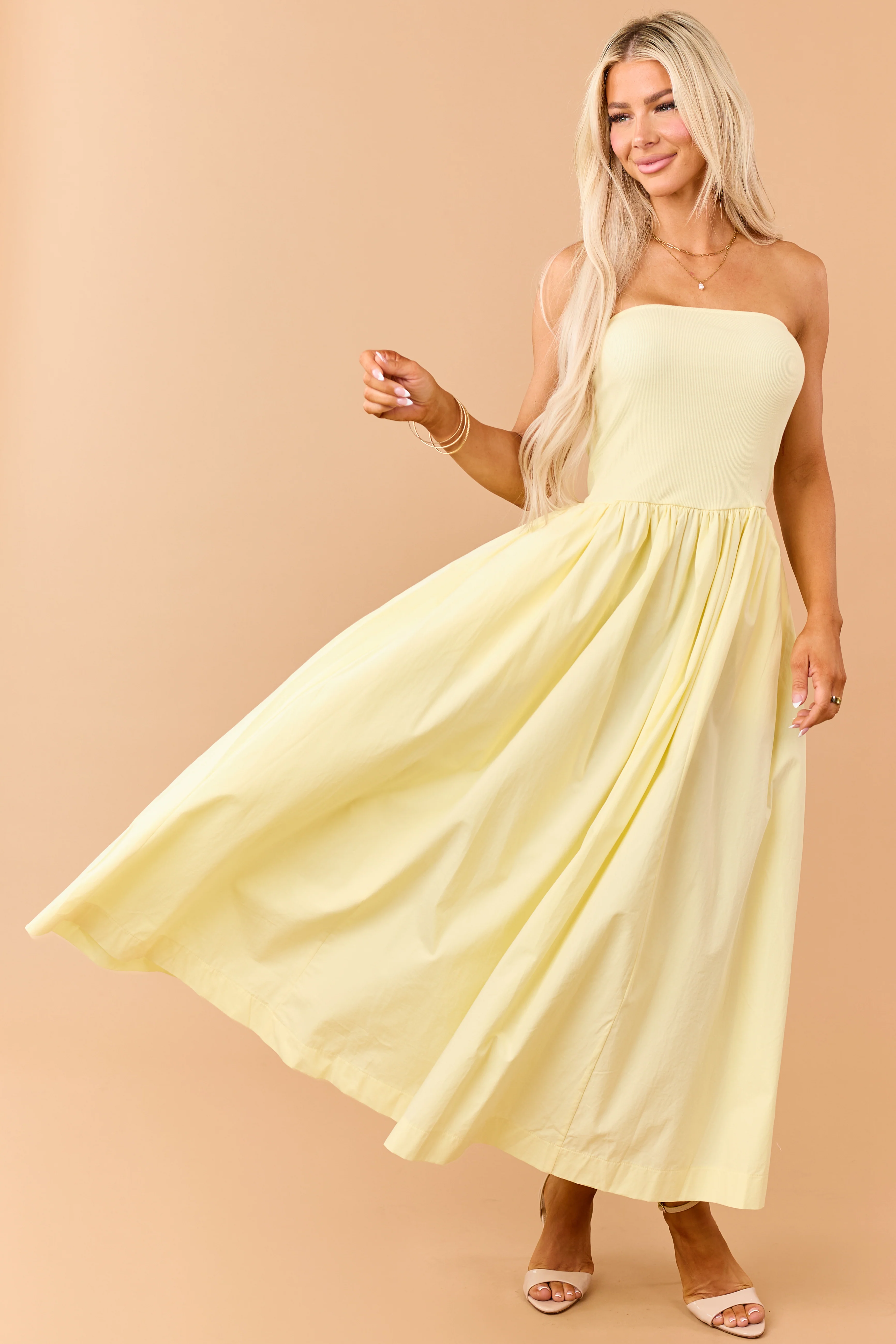 Honeysuckle Strapless Knit Contrast Cotton Maxi Dress - Image 3