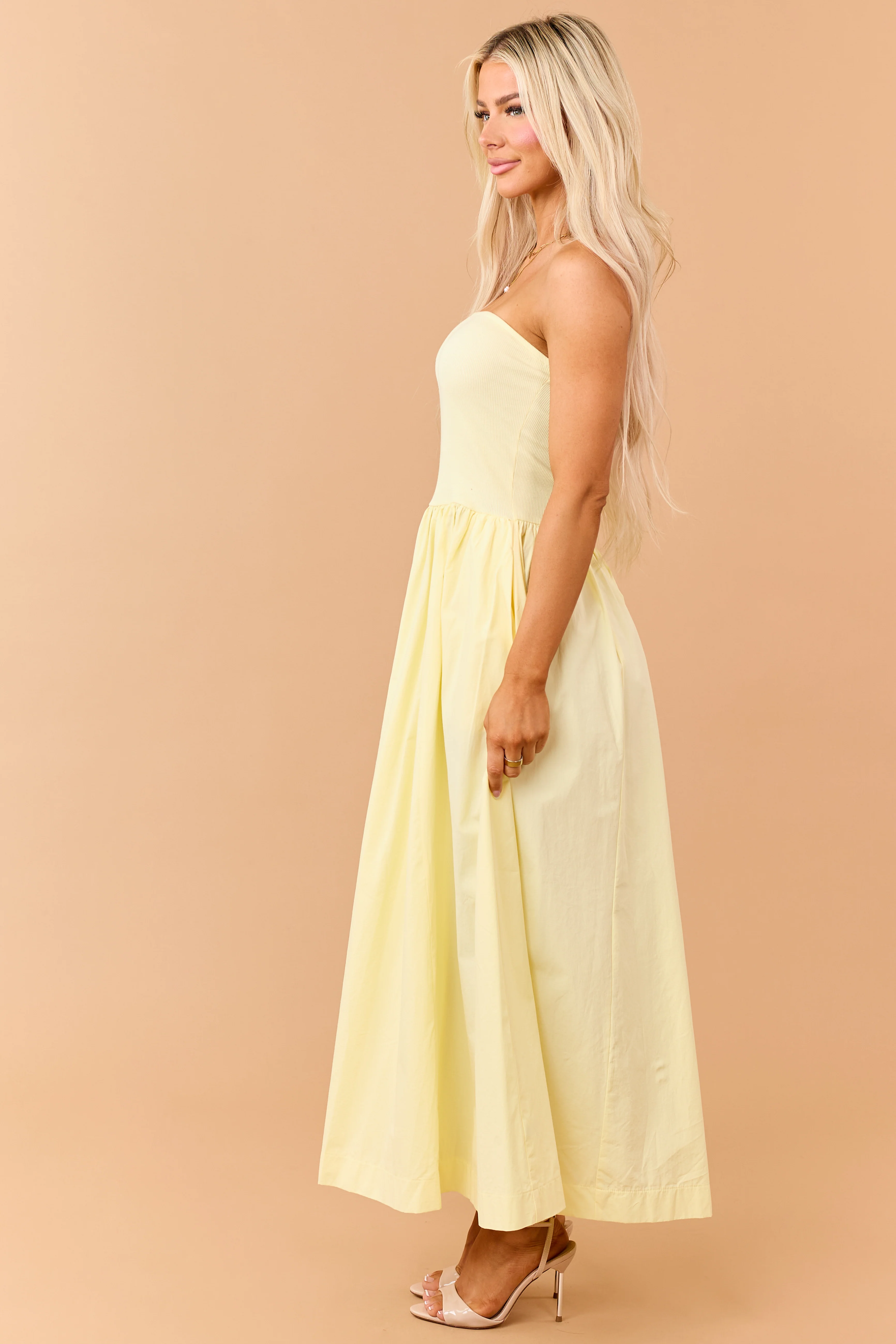 Honeysuckle Strapless Knit Contrast Cotton Maxi Dress - Image 4
