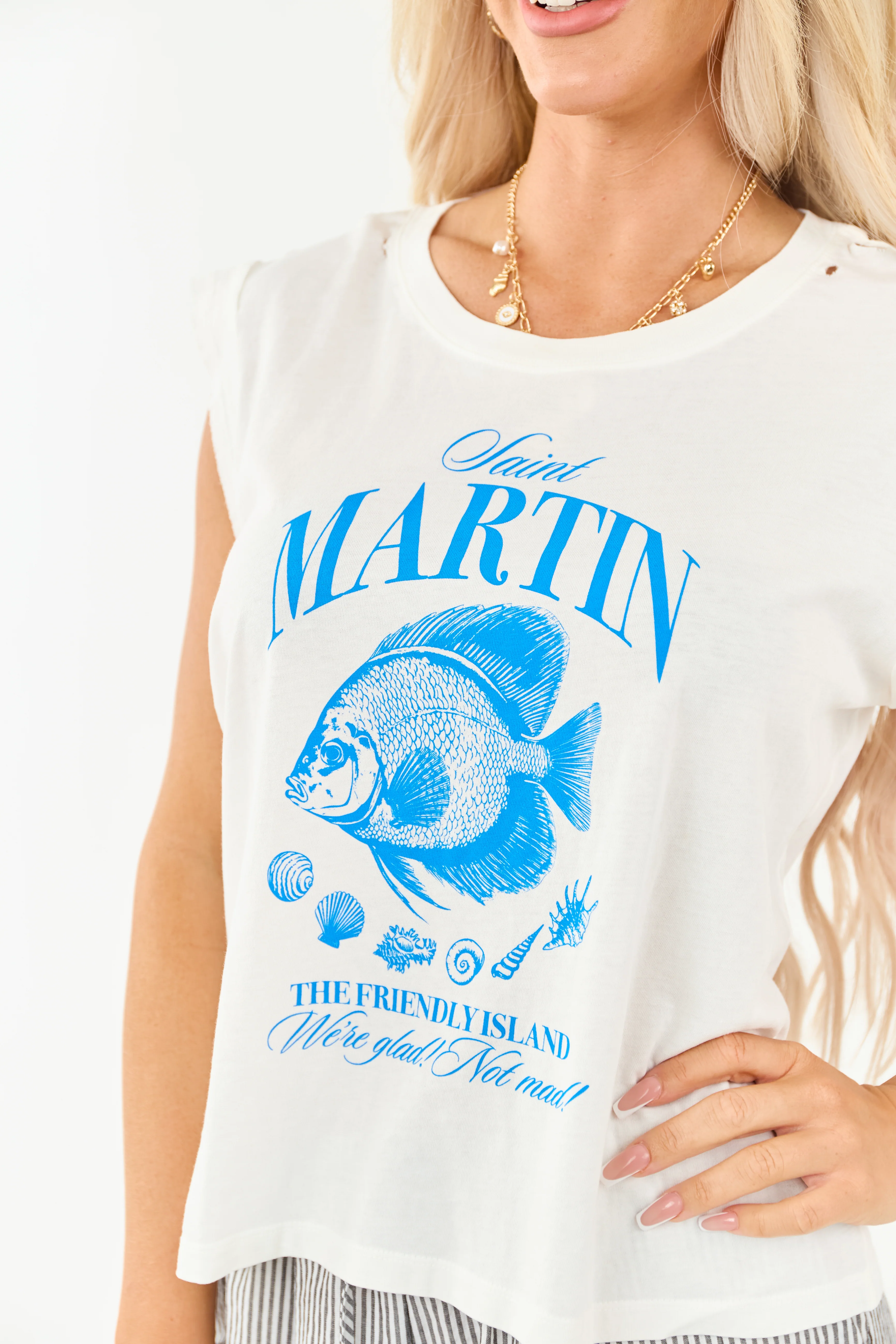 Ivory 'Saint Martin' Fish Graphic Cotton Tee - Image 8