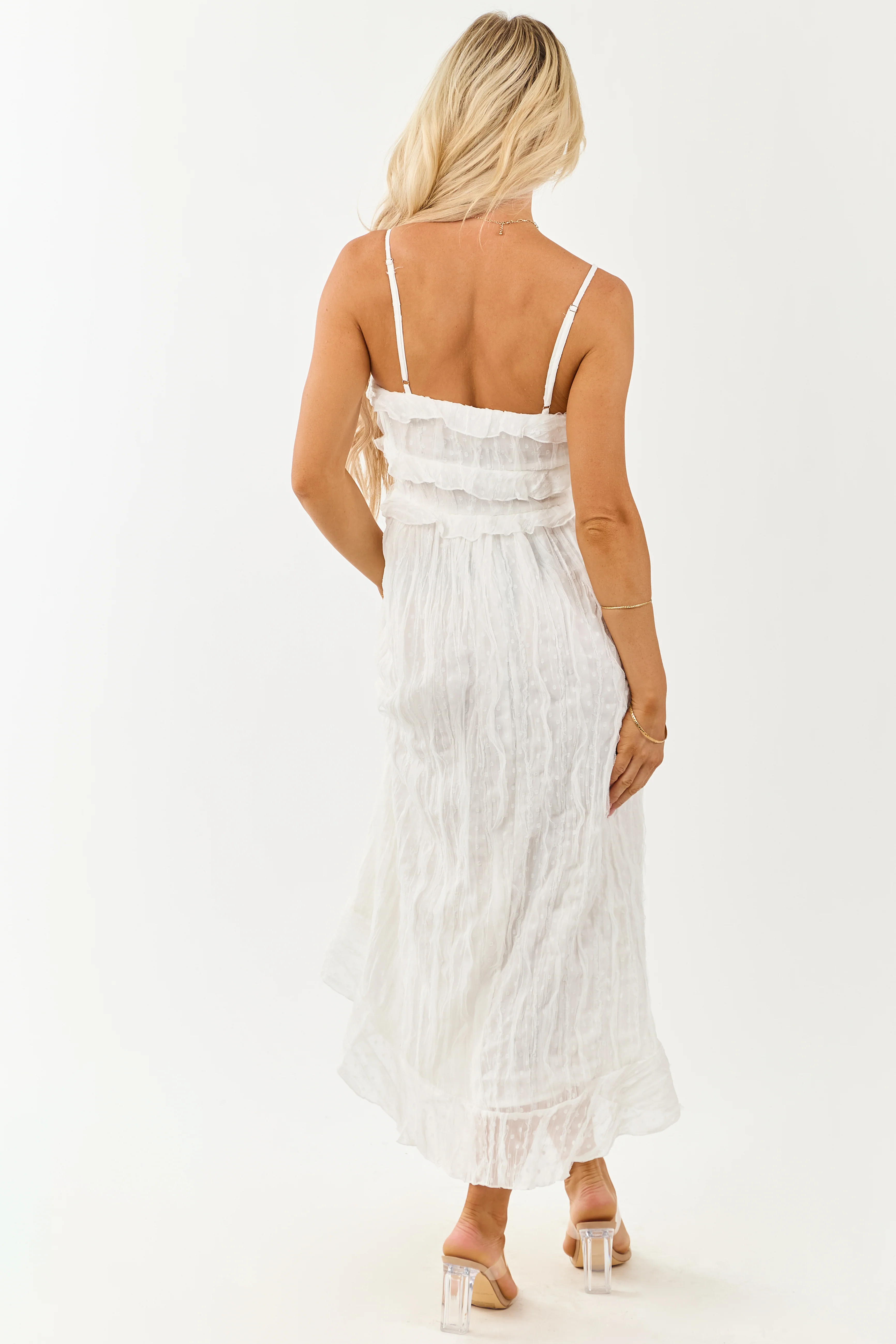 Ivory Swiss Dot Ruffle Chiffon Duster Cami - Image 7