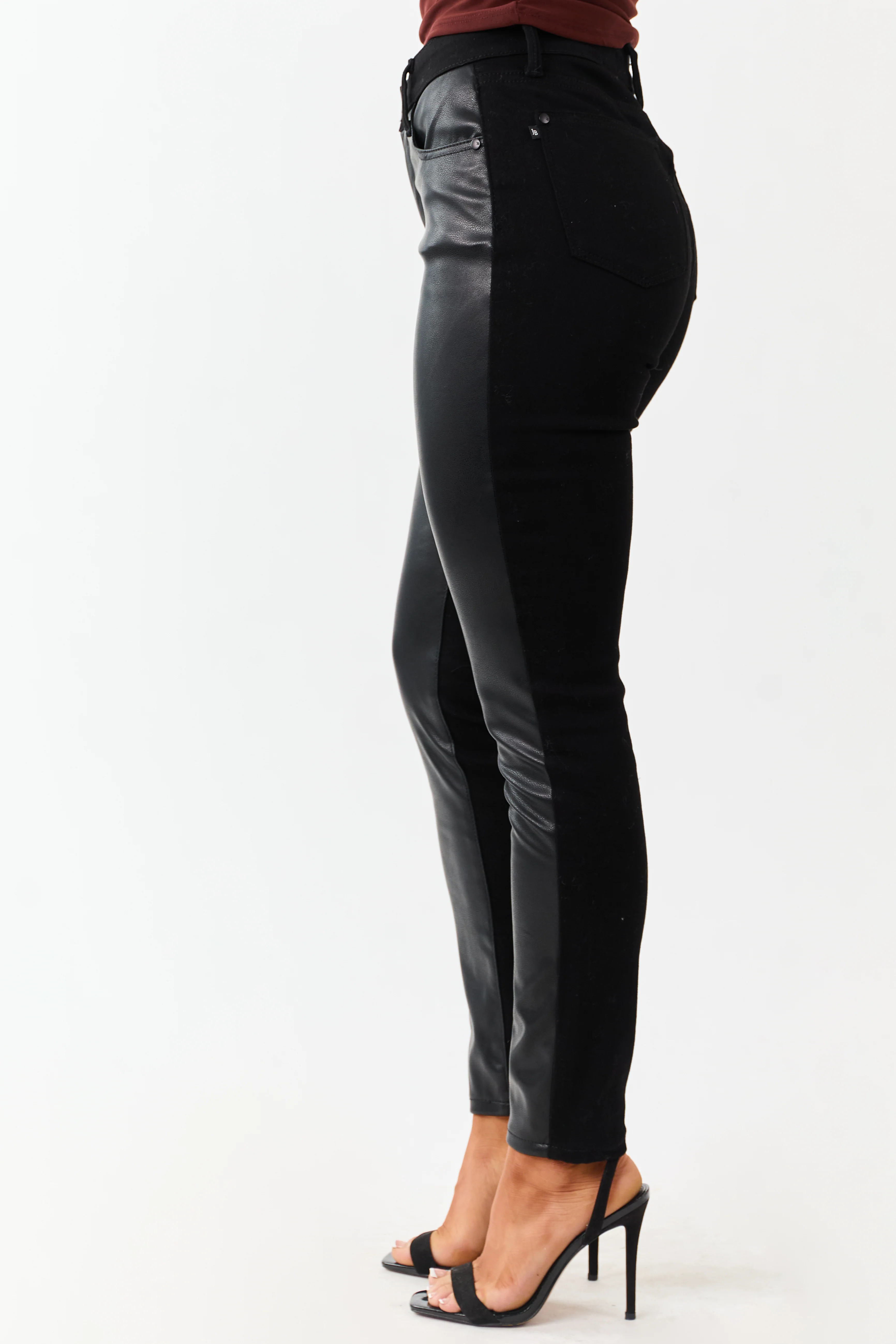 Judy Blue Black Faux Leather Denim Skinny Jeans