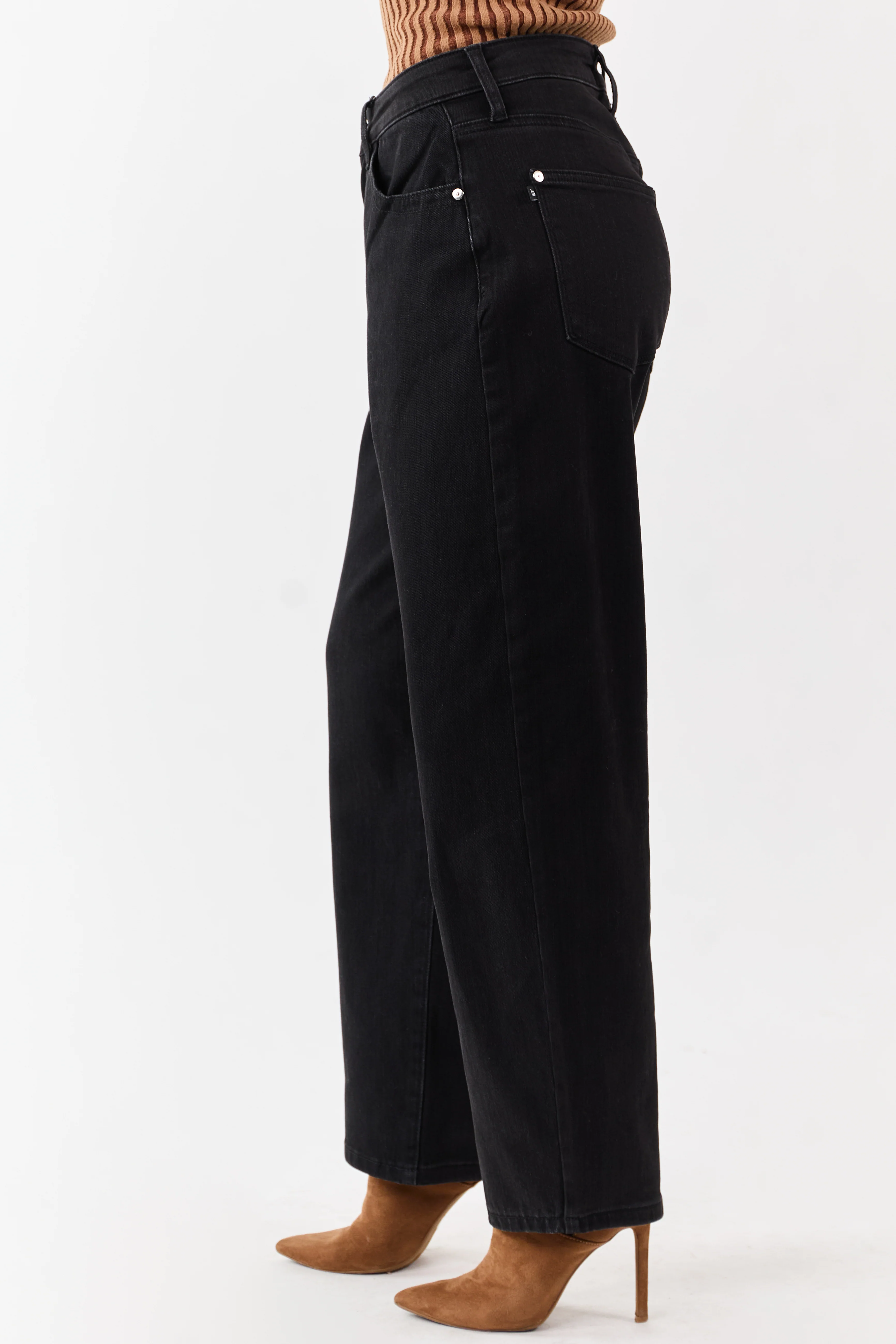 Judy Blue Black Washed High Rise Barrel Jeans - Image 3