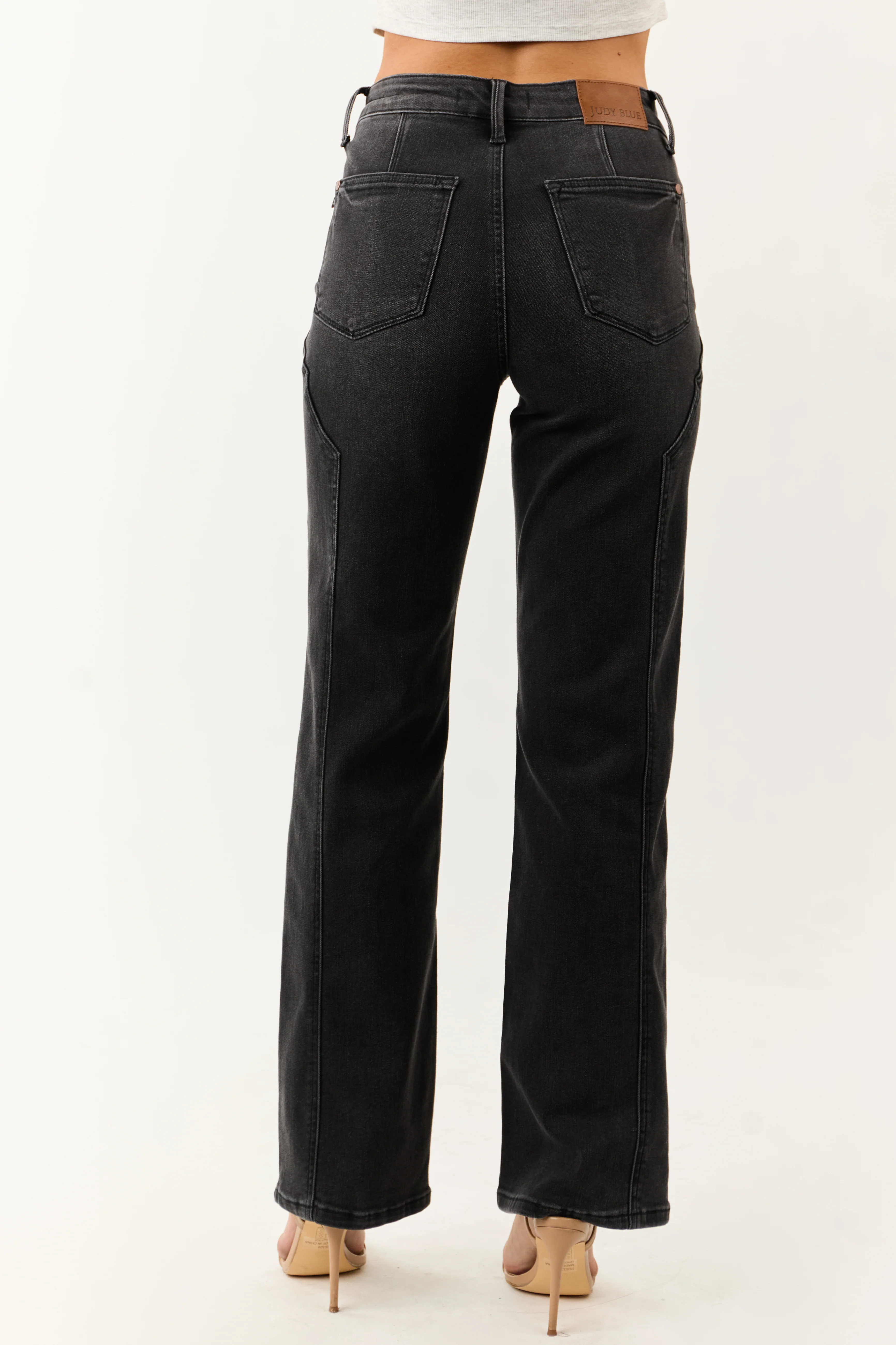 Judy Blue Black Washed Stretchy Straight Leg Jeans - Image 4