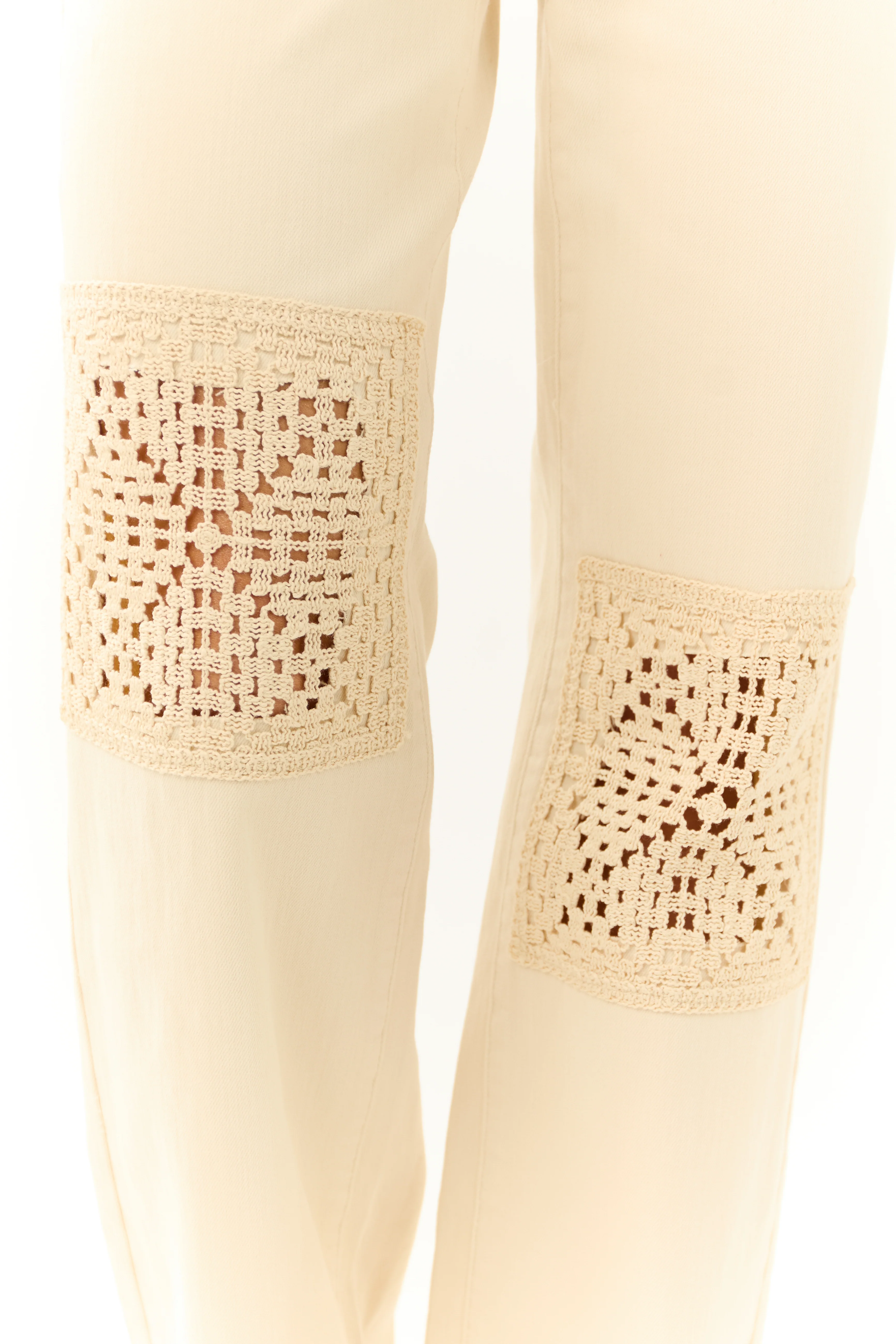 Judy Blue Cream High Rise Crochet Patch Jeans - Image 6
