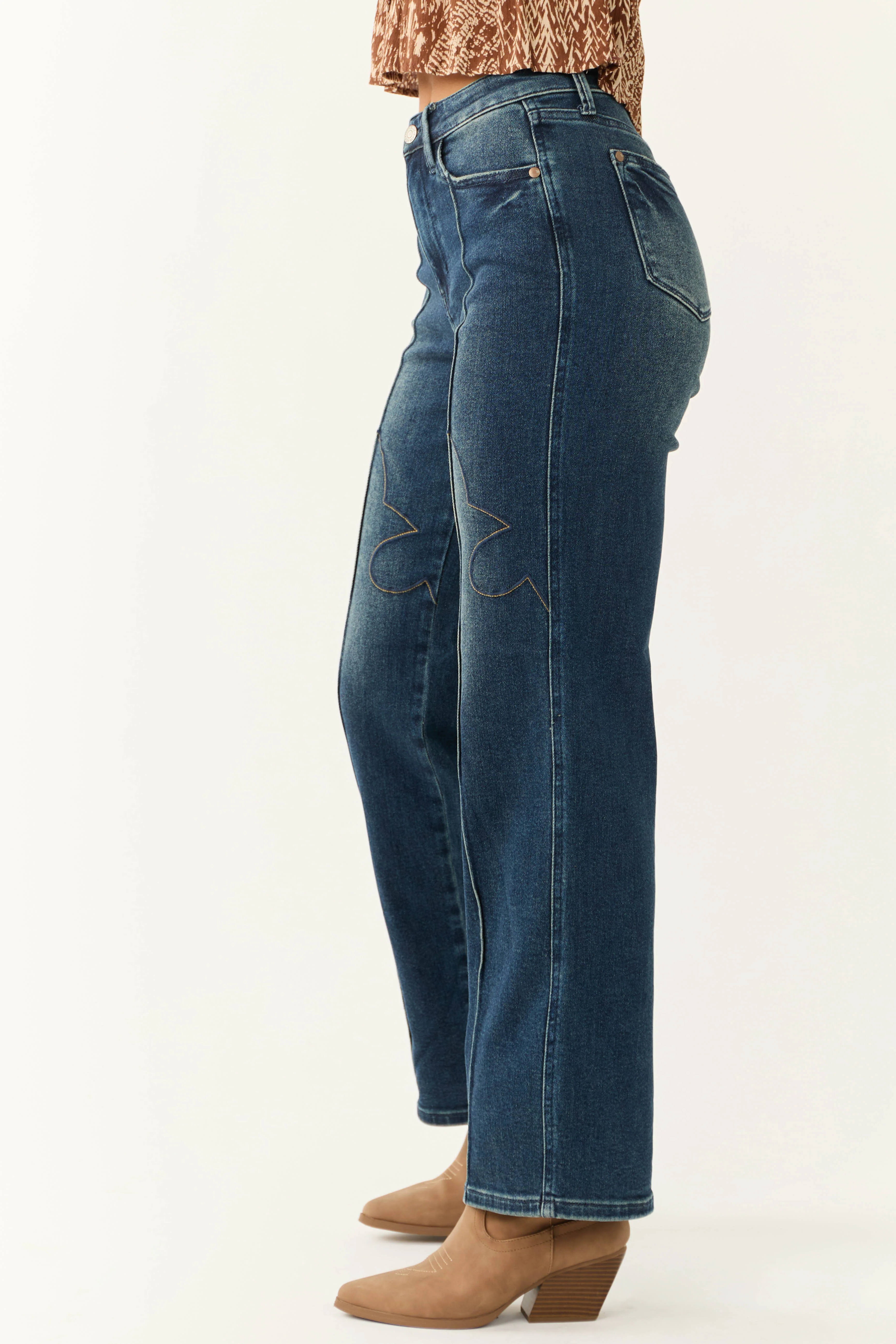 Judy Blue Dark Wash Embroidered Detail Jeans - Image 4