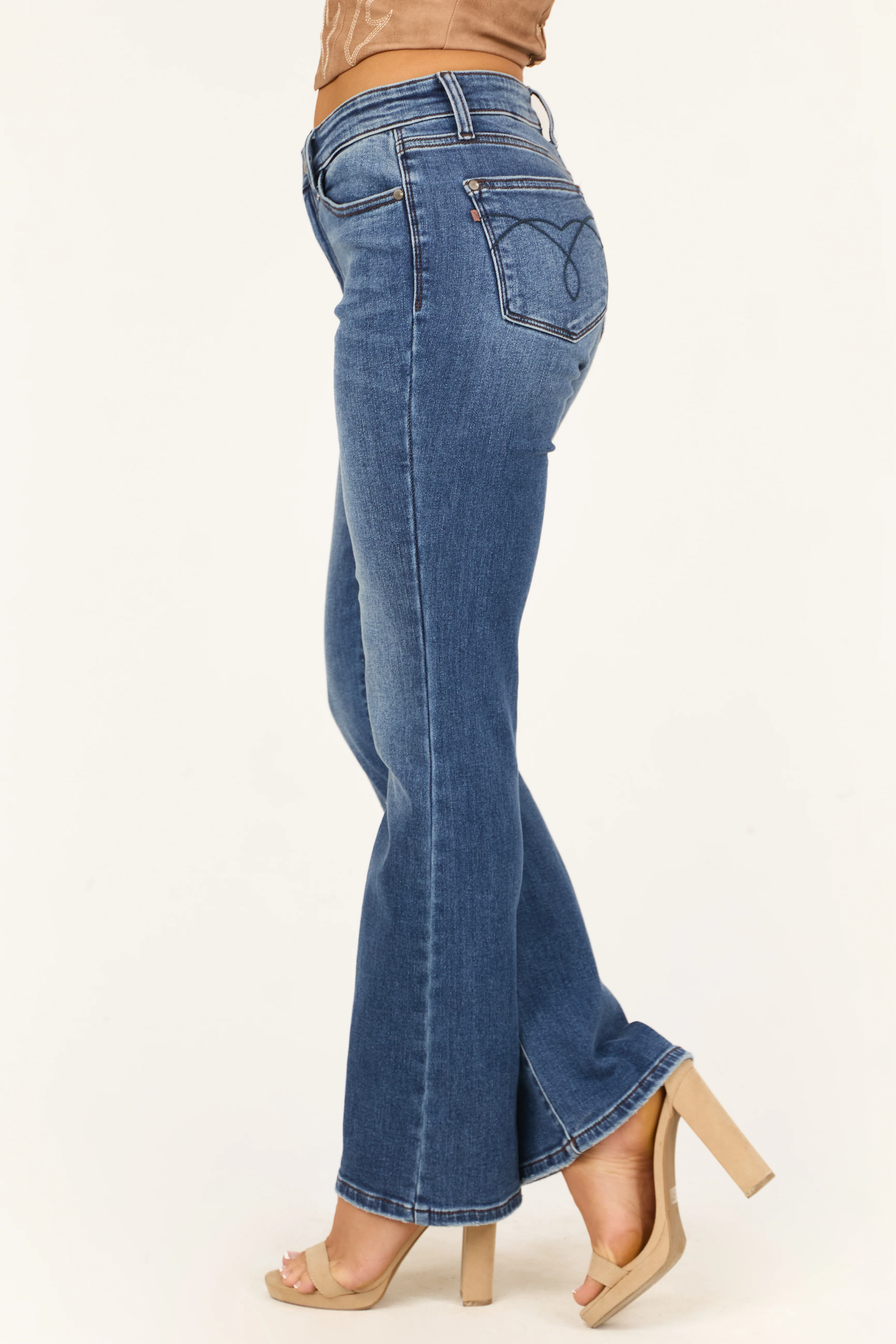Judy Blue Dark Wash Thermal Lined Bootcut Jeans - Image 3