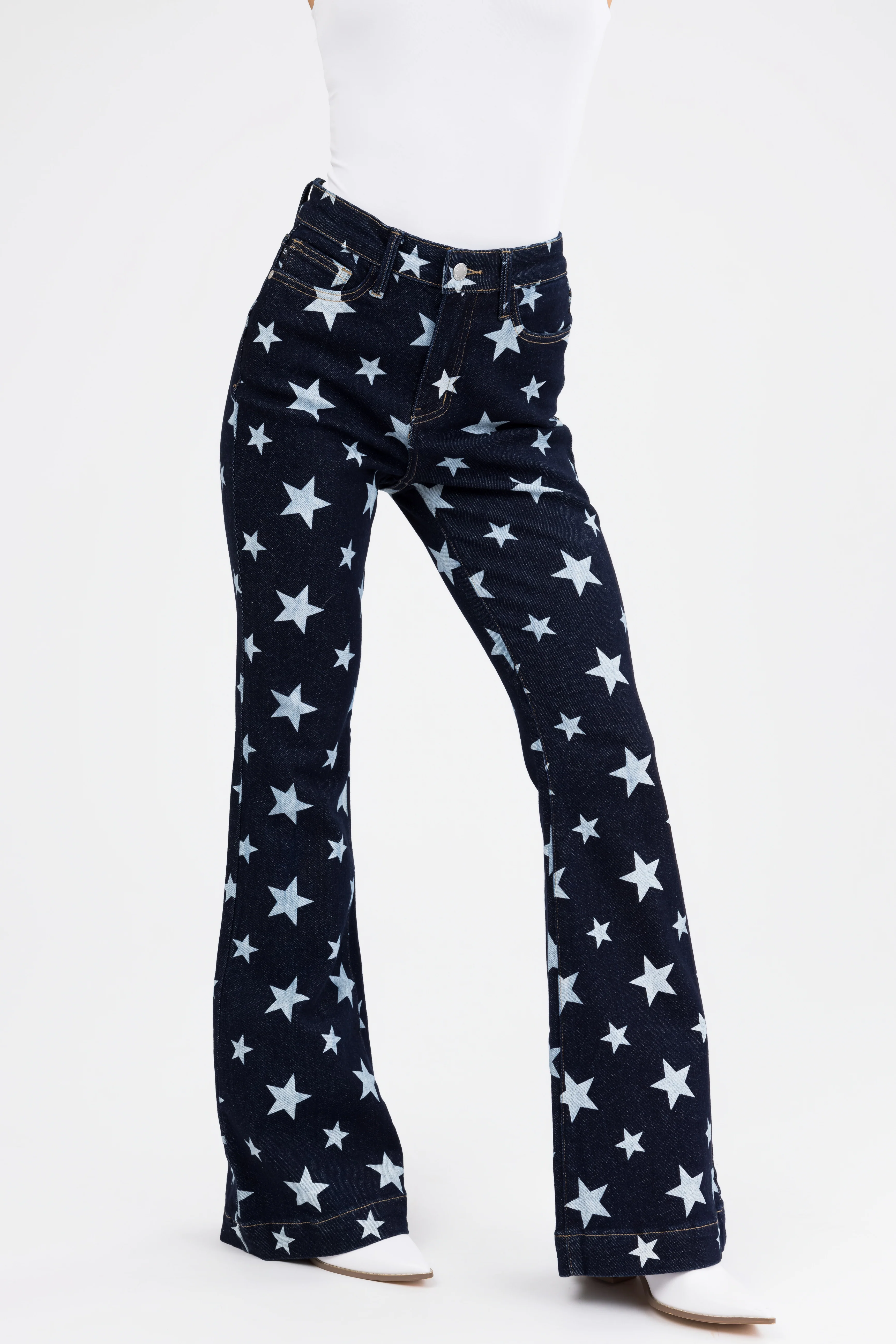 Judy Blue Dark Wash Star Print Flare Leg Jeans - Image 2