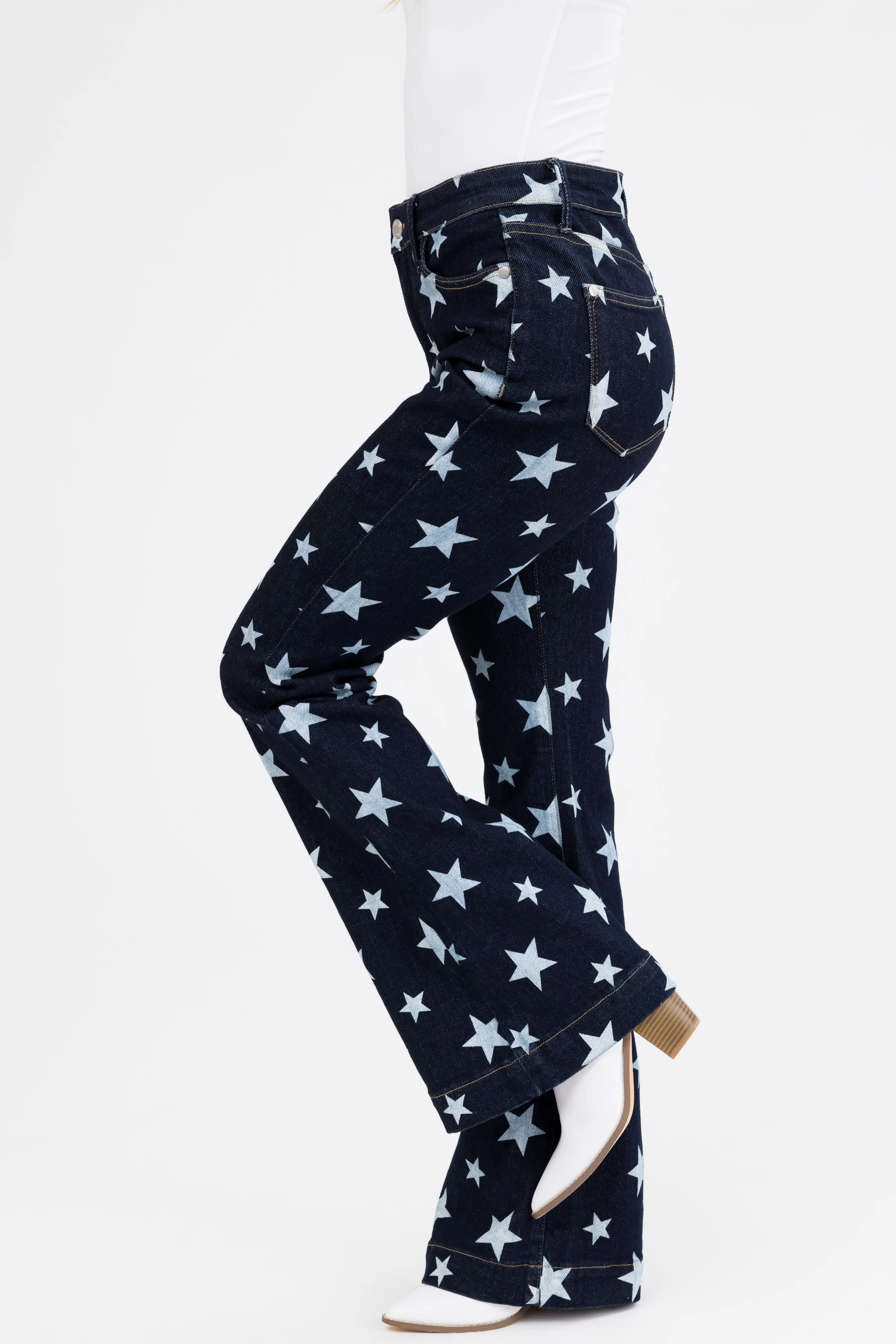 Judy Blue Dark Wash Star Print Flare Leg Jeans - Image 3
