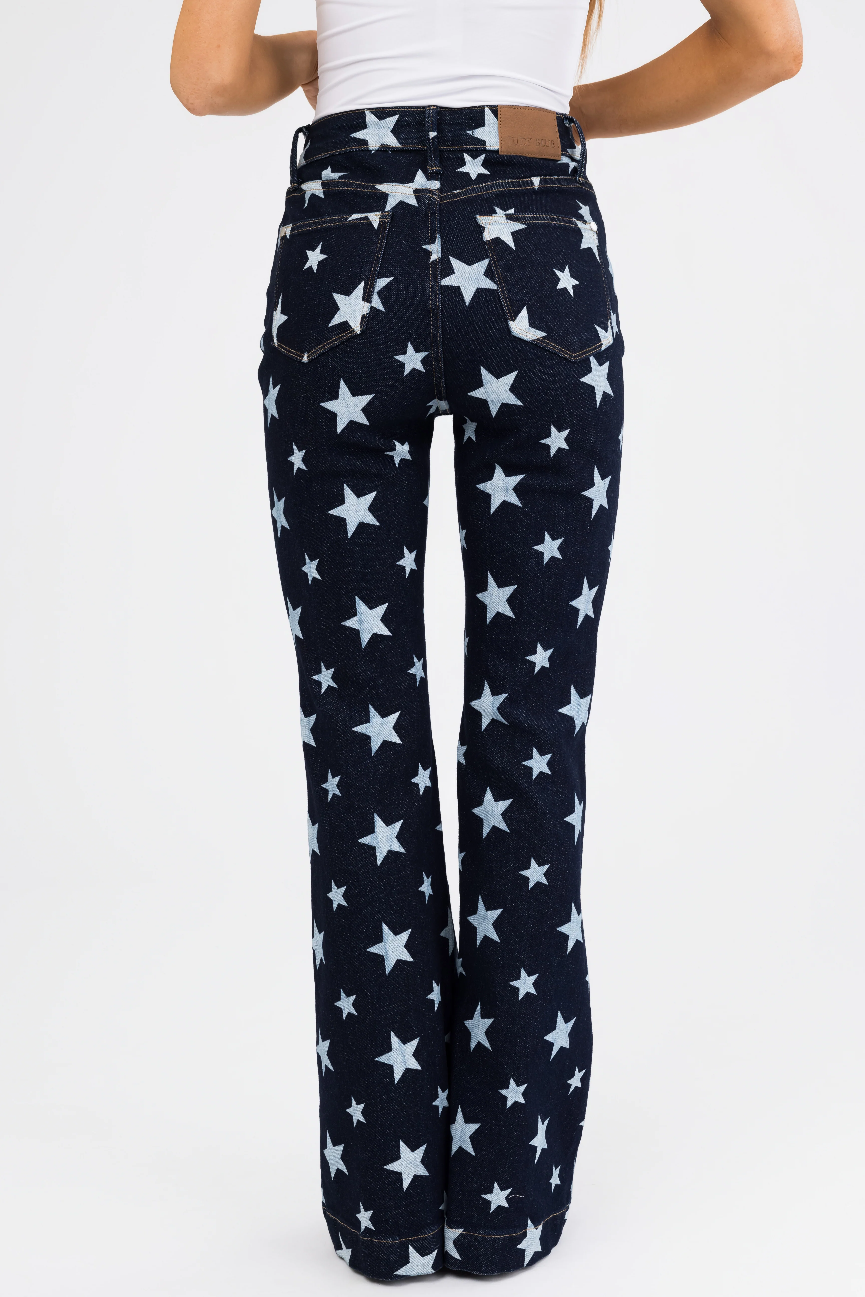 Judy Blue Dark Wash Star Print Flare Leg Jeans - Image 4