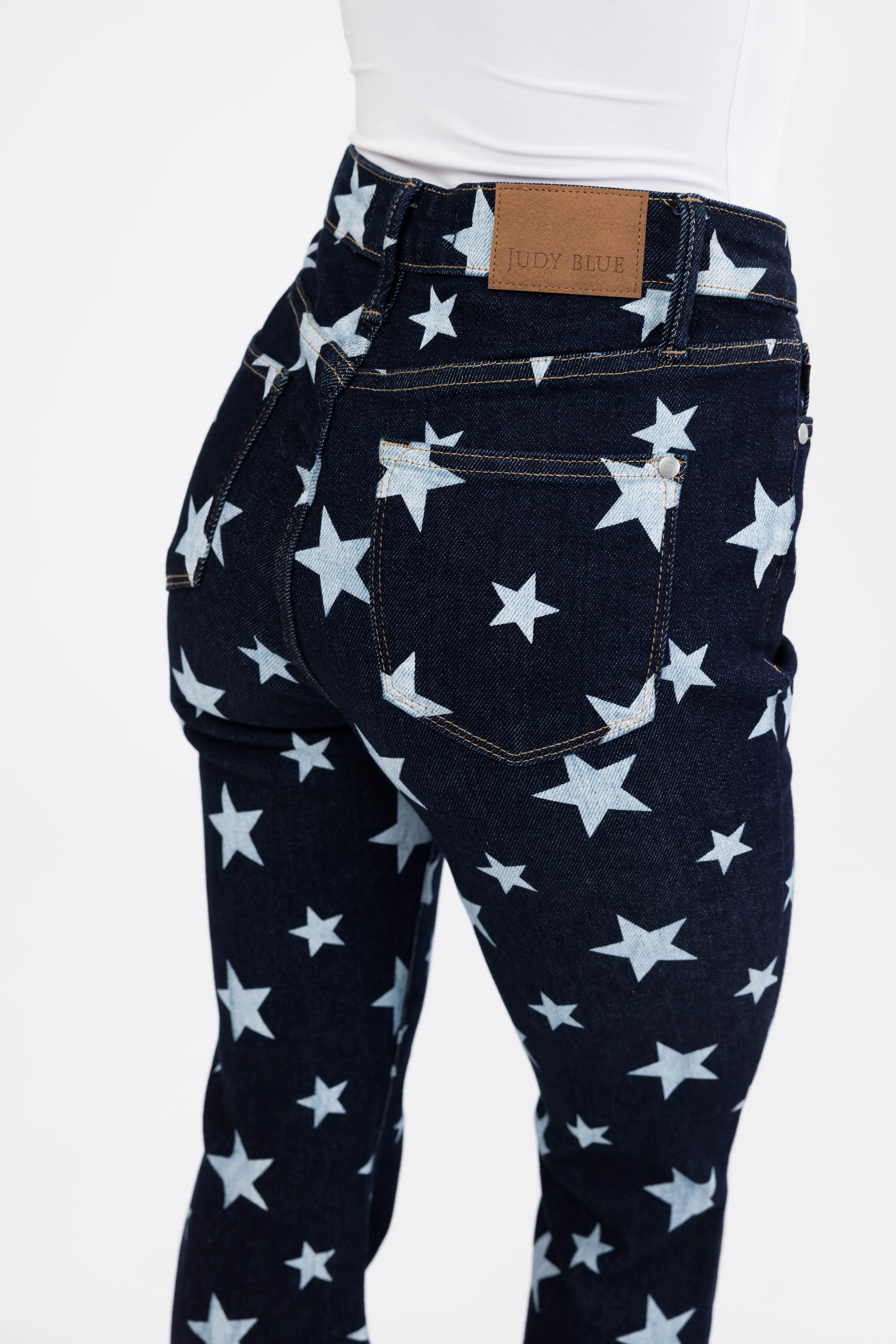 Judy Blue Dark Wash Star Print Flare Leg Jeans - Image 5